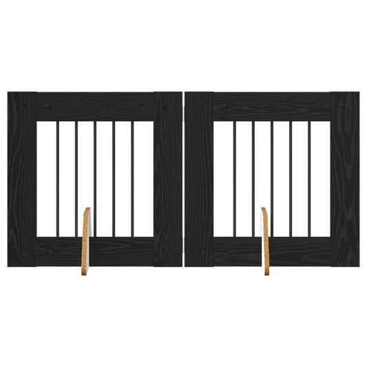 Skládací psí brána se stojany 2 pcs Černý dub 120,5 cm