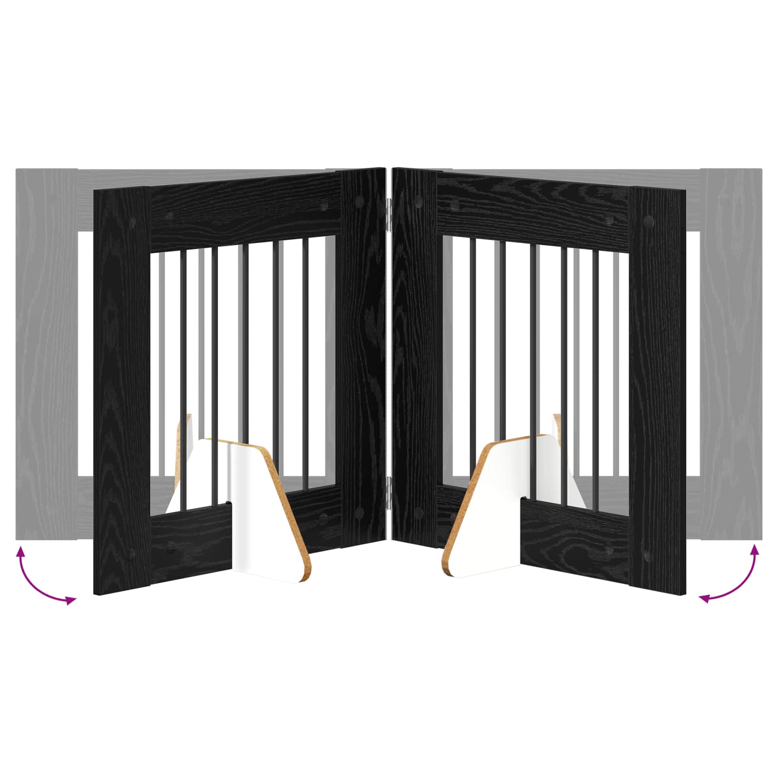 Skládací psí brána se stojany 2 pcs Černý dub 120,5 cm