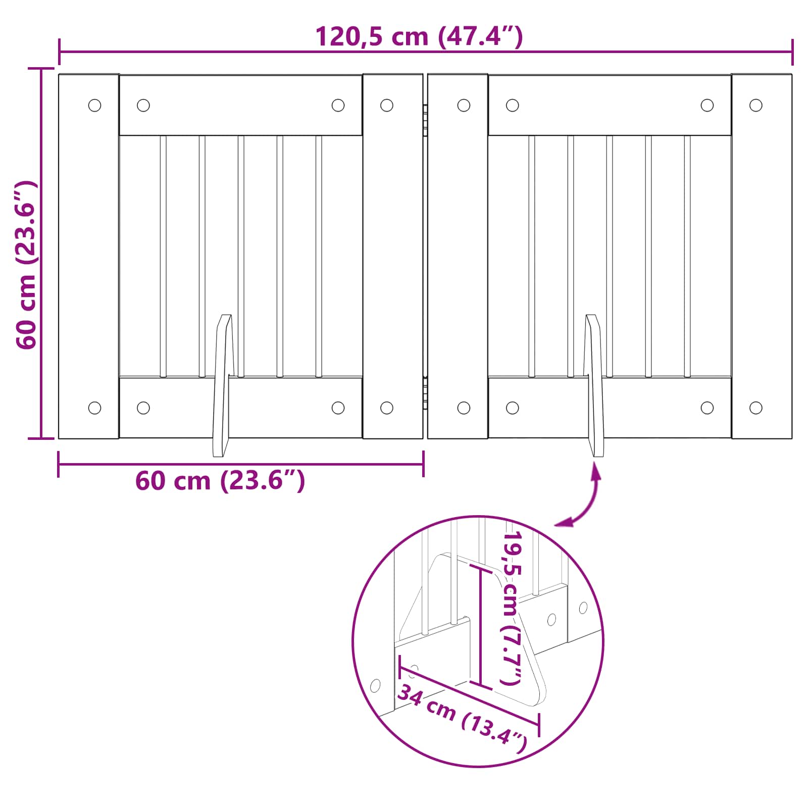Skládací psí brána se stojany 2 pcs Černý dub 120,5 cm