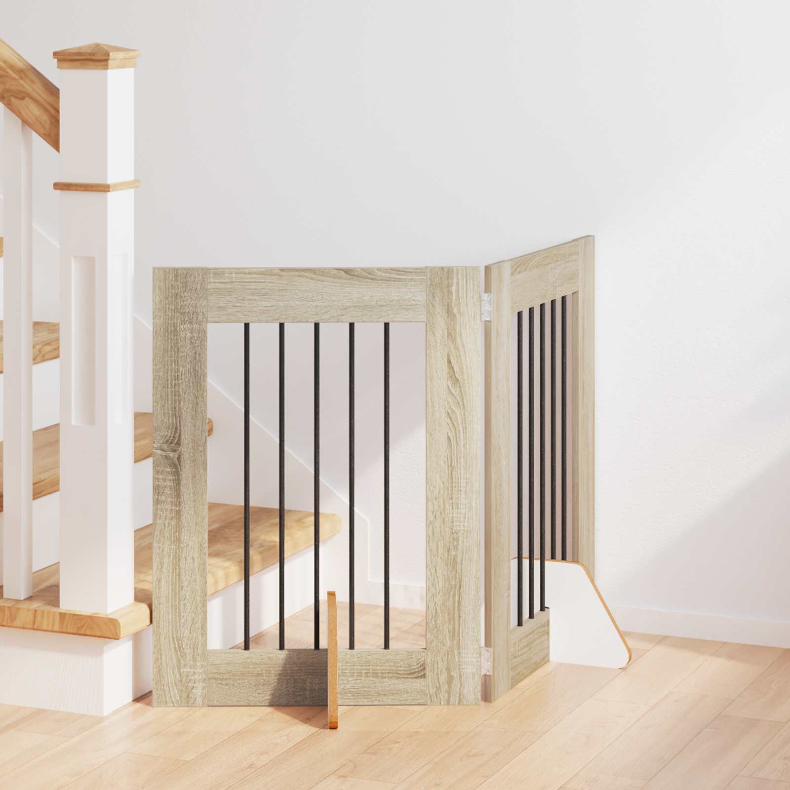Skládací psí brána se stojany 2 pcs Dub sonoma 120,5 cm