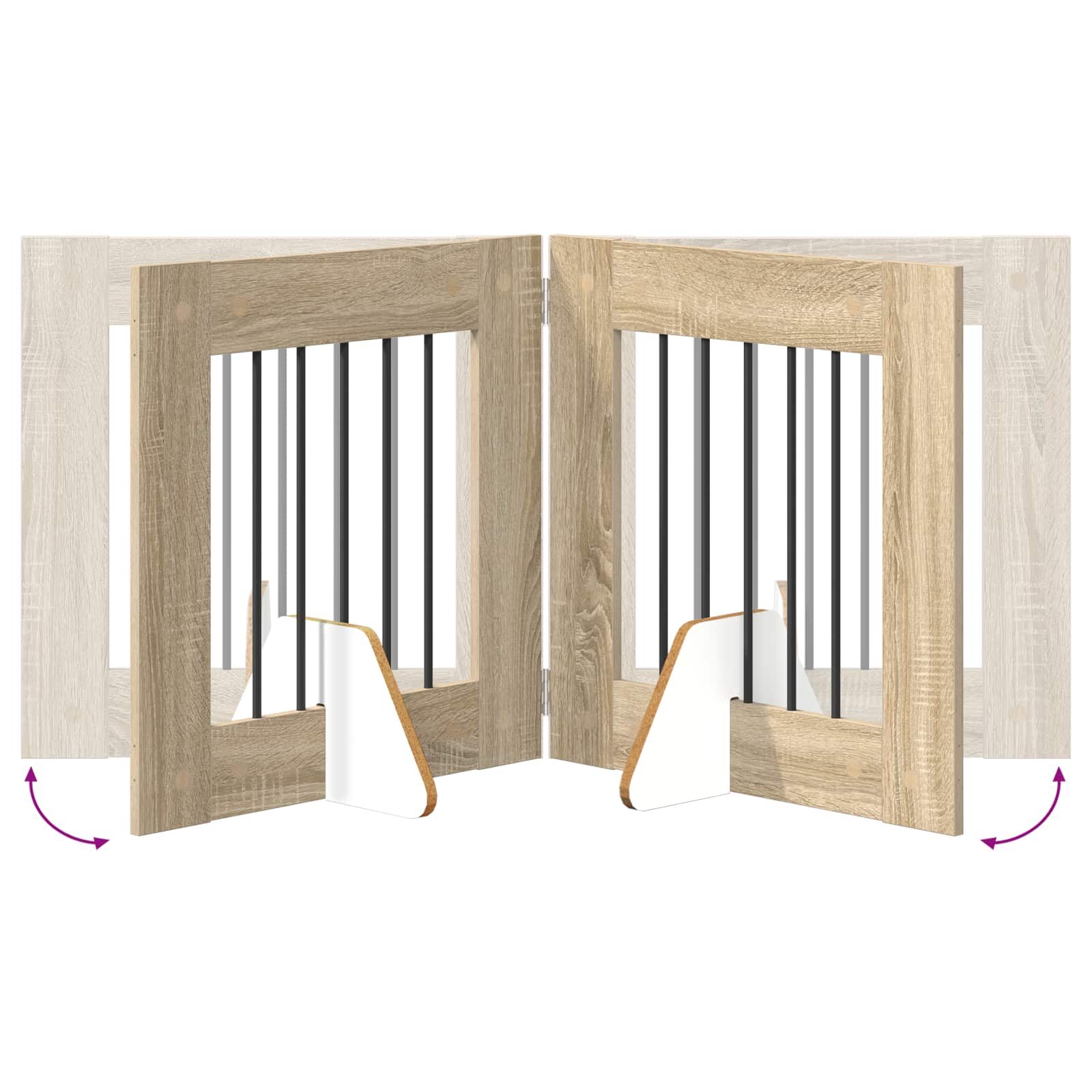 Skládací psí brána se stojany 2 pcs Dub sonoma 120,5 cm
