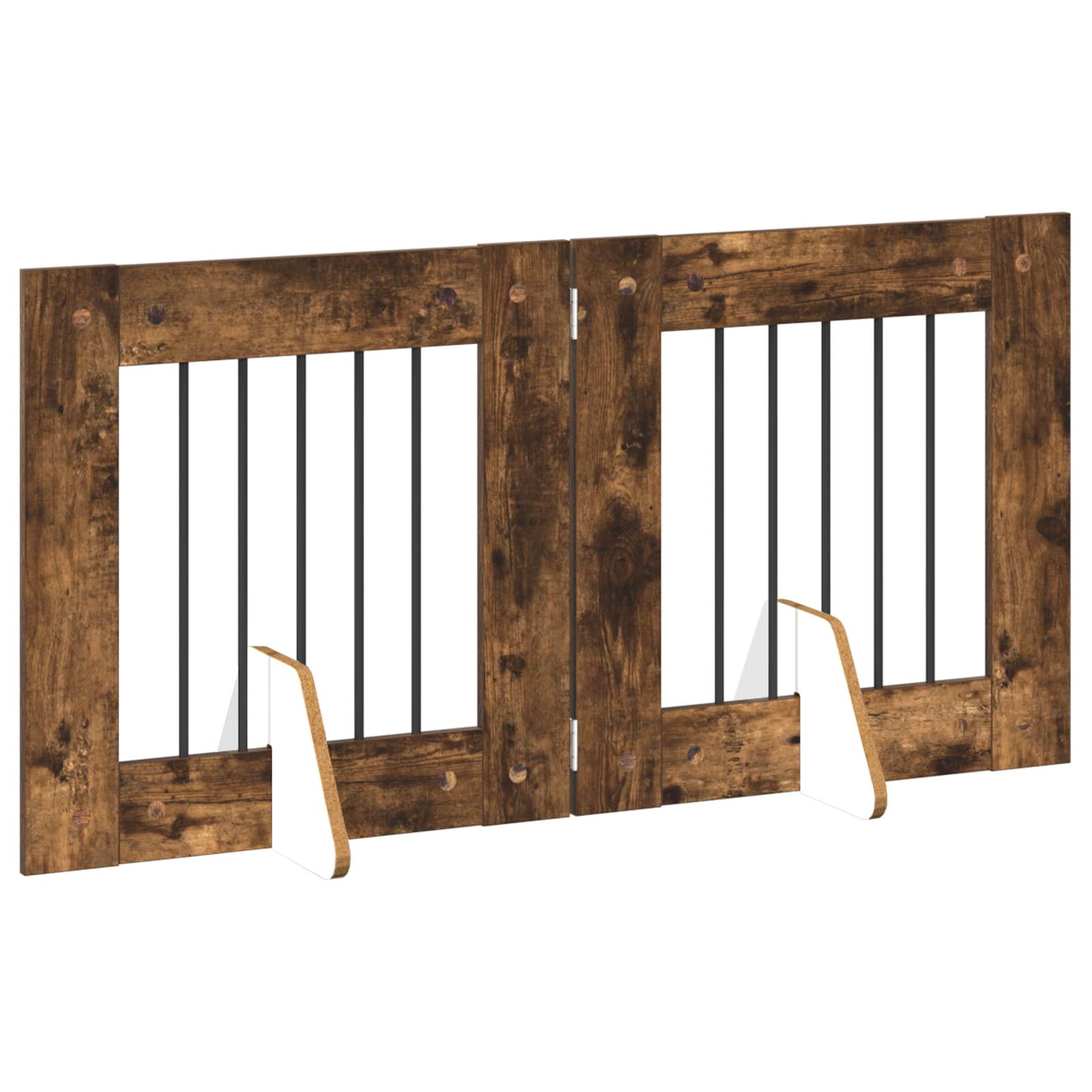 Skládací psí brána se stojany 2 pcs Kouřový dub 120,5 cm