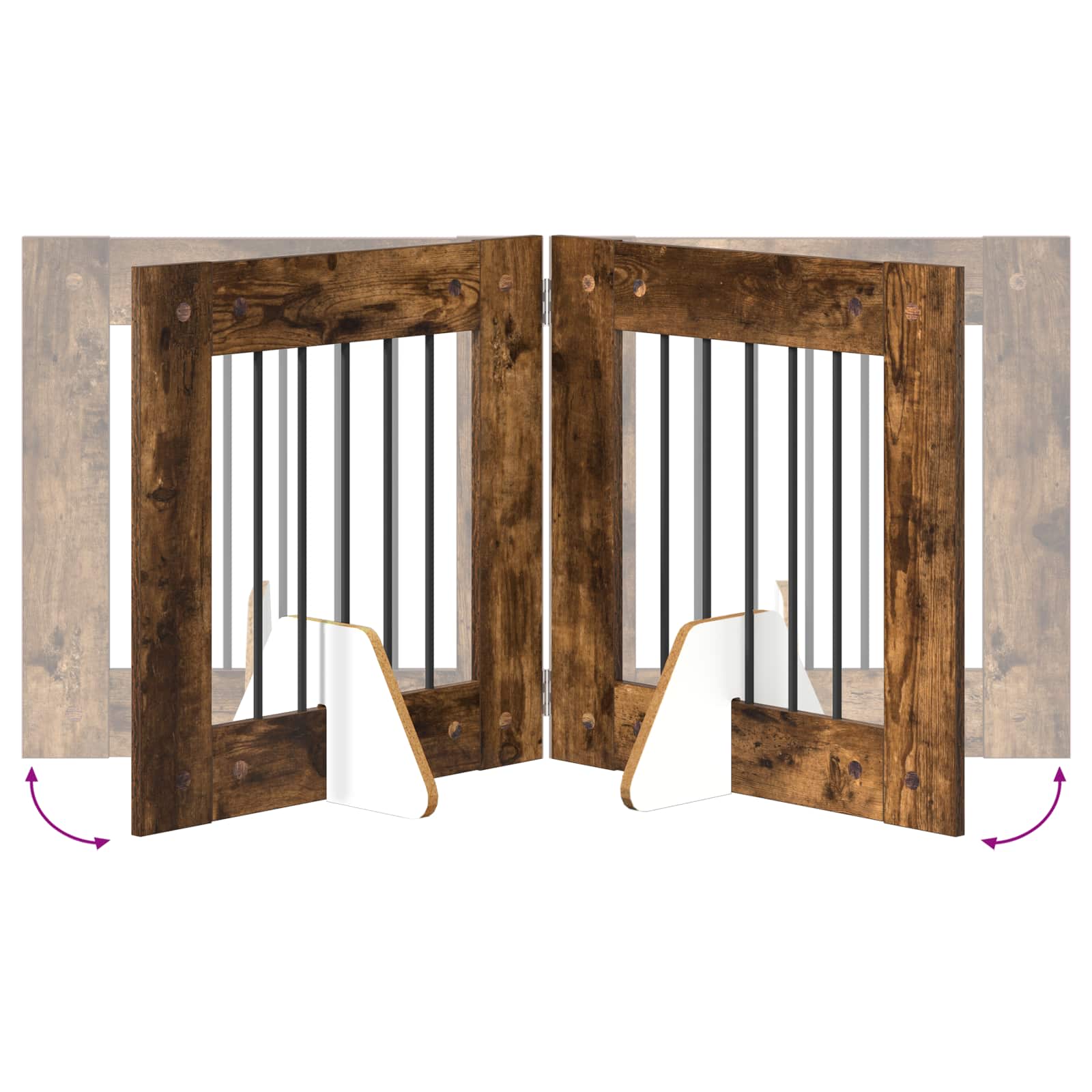 Skládací psí brána se stojany 2 pcs Kouřový dub 120,5 cm