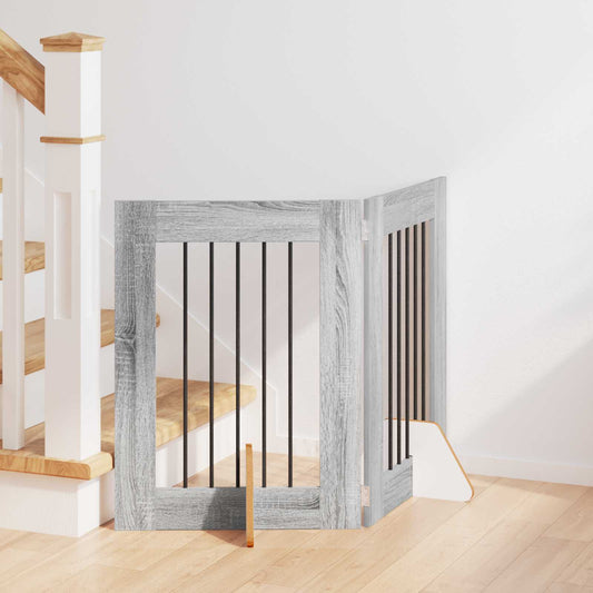 Skládací psí brána se stojany 2 pcs Šedá sonoma 120,5 cm