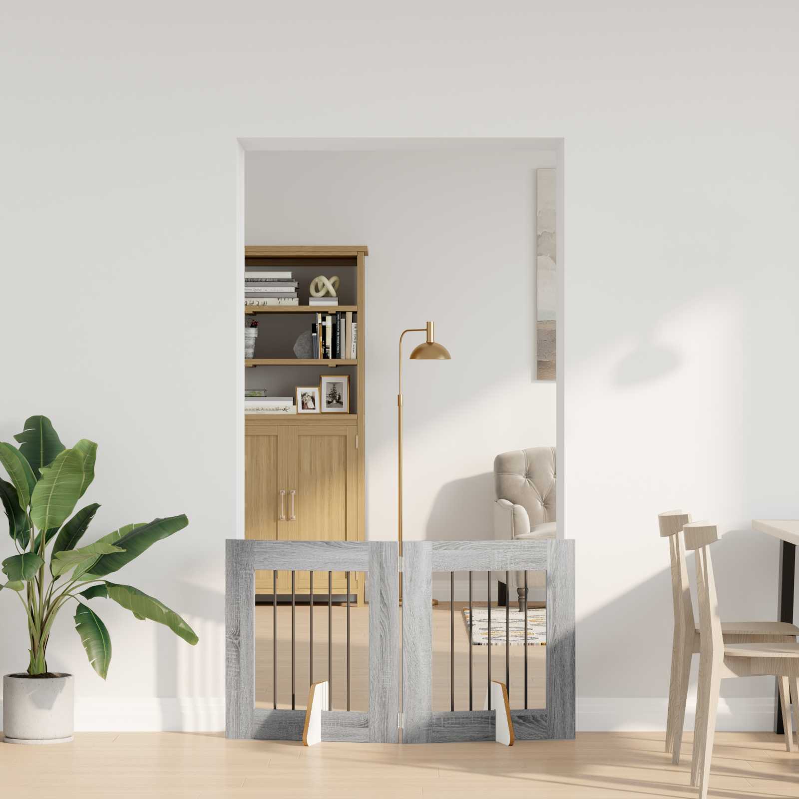 Skládací psí brána se stojany 2 pcs Šedá sonoma 120,5 cm