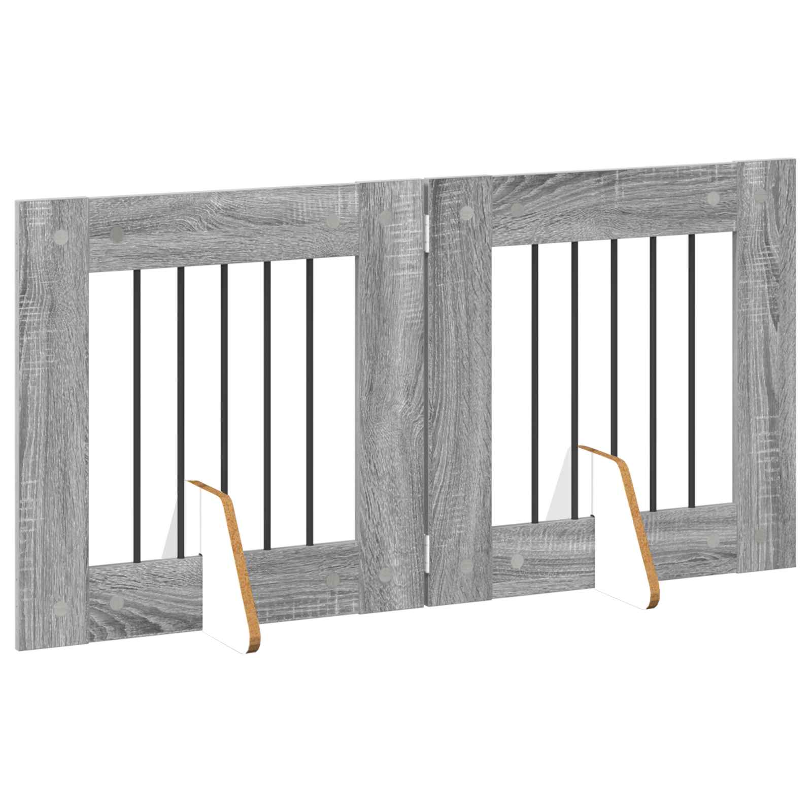 Skládací psí brána se stojany 2 pcs Šedá sonoma 120,5 cm
