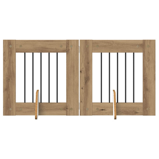 Skládací psí brána se stojany 2 pcs Dub artisan 120,5 cm