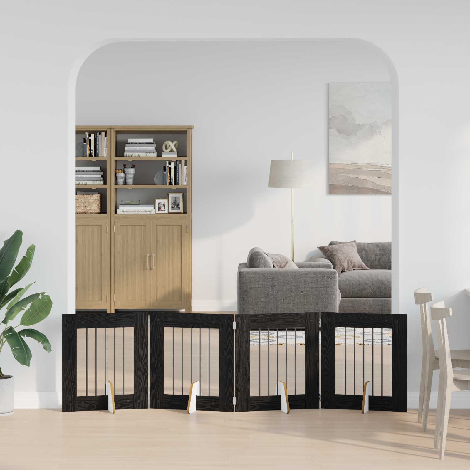 Skládací psí brána se stojany 4 pcs Černý dub 241 cm