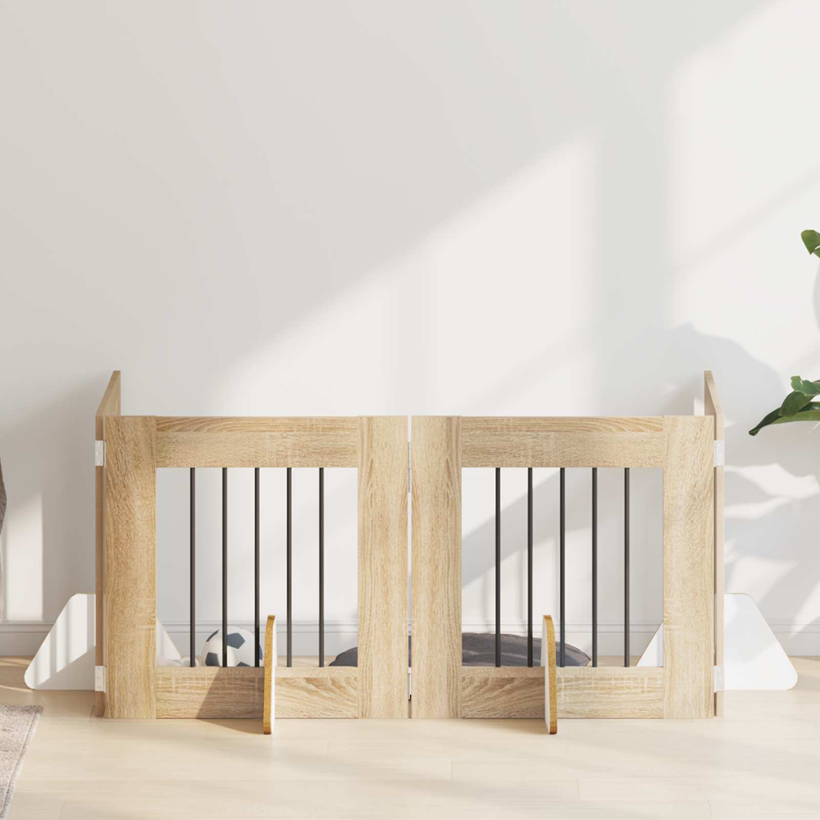 Skládací psí brána se stojany 4 pcs Dub sonoma 241 cm