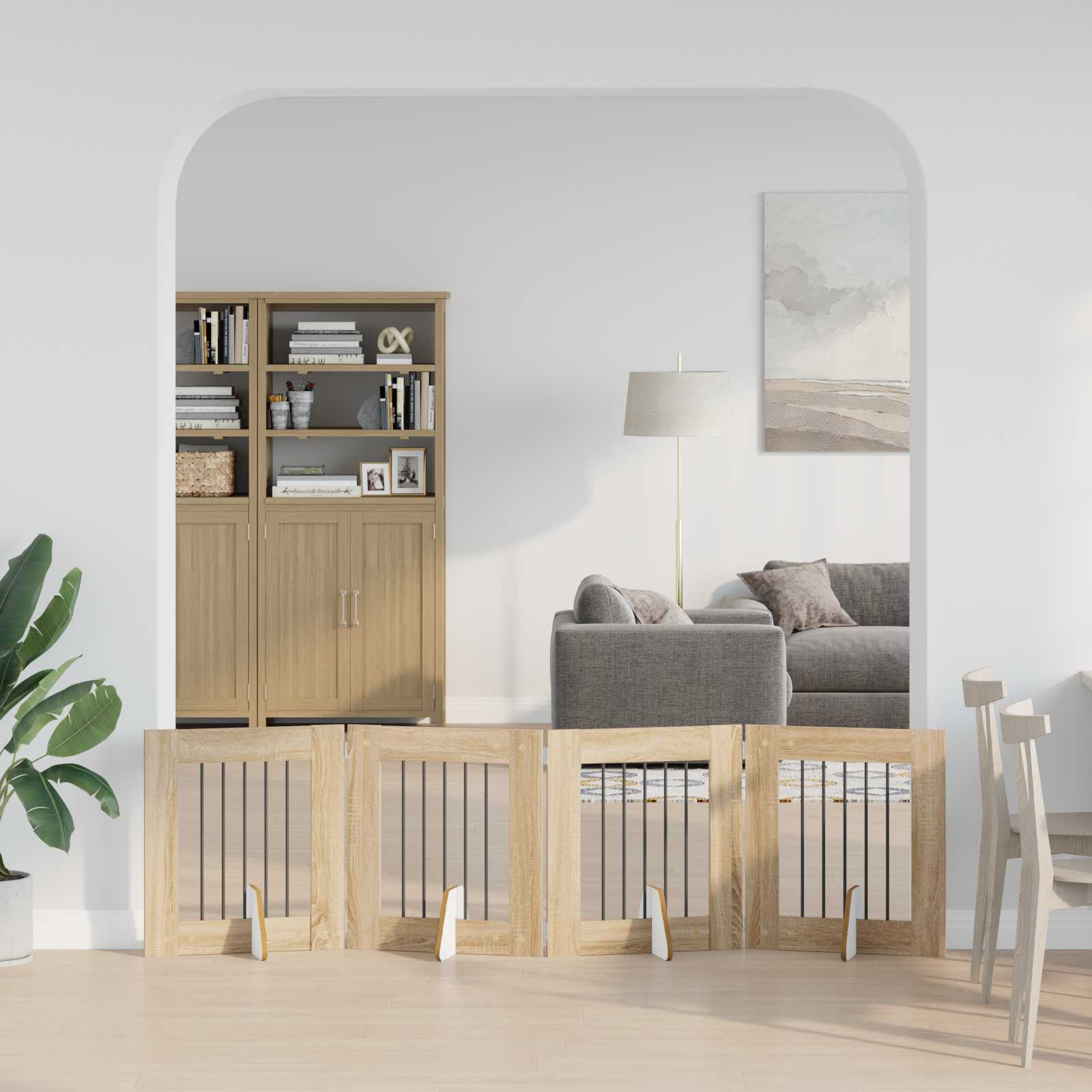 Skládací psí brána se stojany 4 pcs Dub sonoma 241 cm