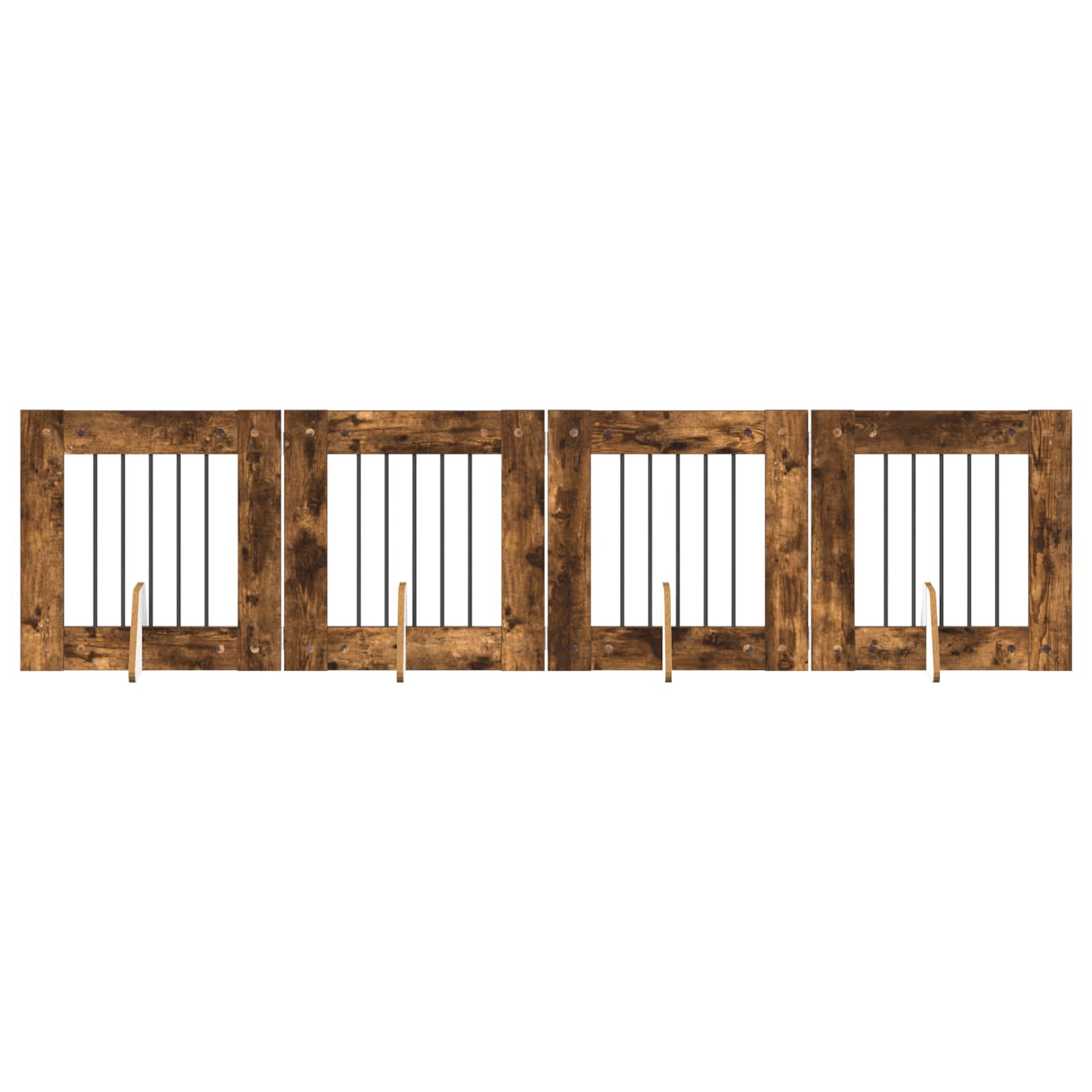 Skládací psí brána se stojany 4 pcs Kouřový dub 241 cm