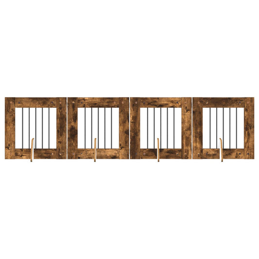 Skládací psí brána se stojany 4 pcs Kouřový dub 241 cm