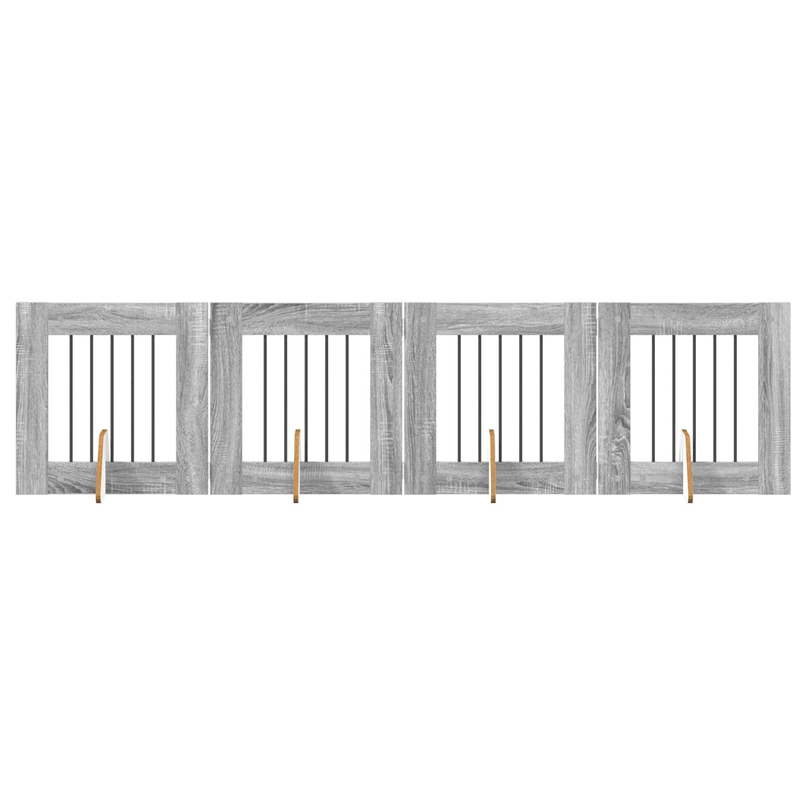 Skládací psí brána se stojany 4 pcs Šedá sonoma 241 cm