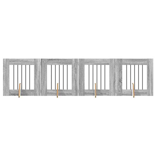 Skládací psí brána se stojany 4 pcs Šedá sonoma 241 cm