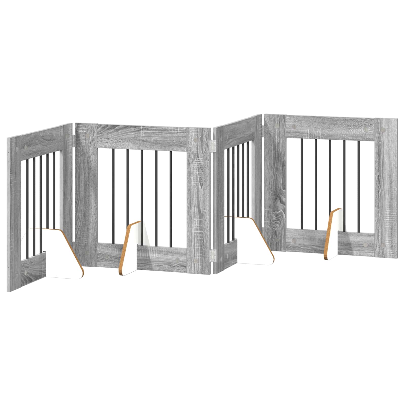 Skládací psí brána se stojany 4 pcs Šedá sonoma 241 cm