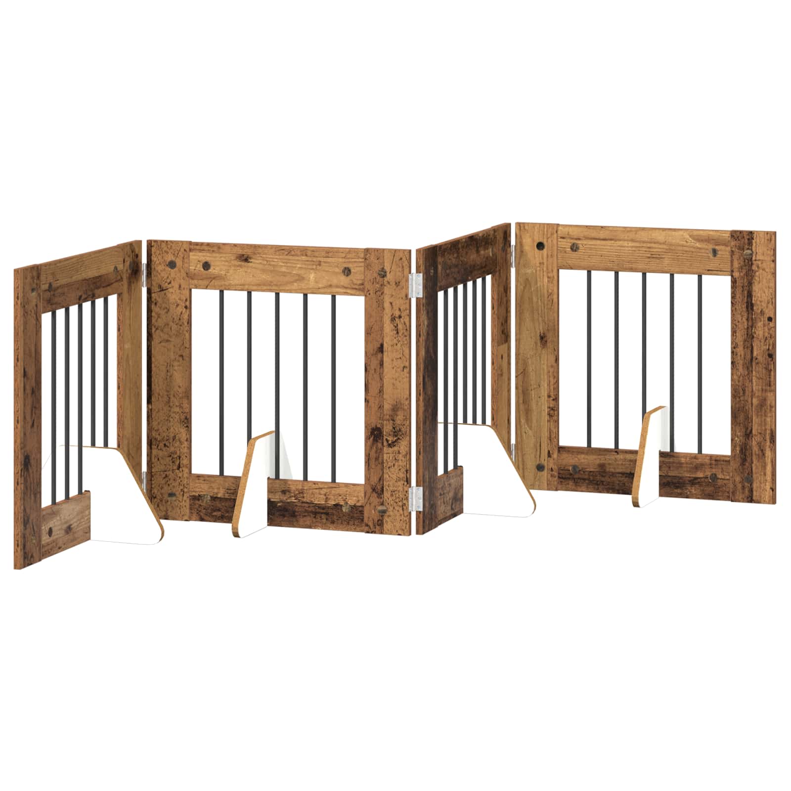 Skládací psí brána se stojany 4 pcs Staré dřevo 241 cm