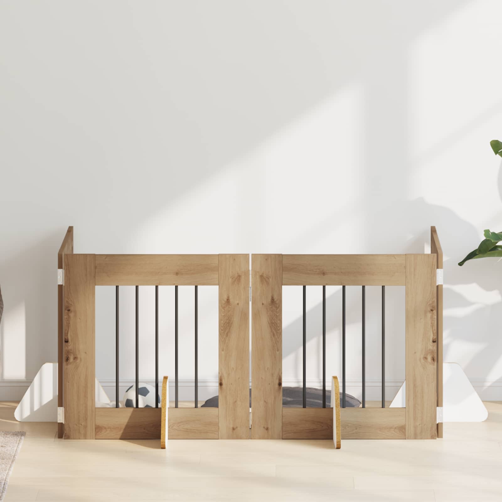 Skládací psí brána se stojany 4 pcs Dub artisan 241 cm
