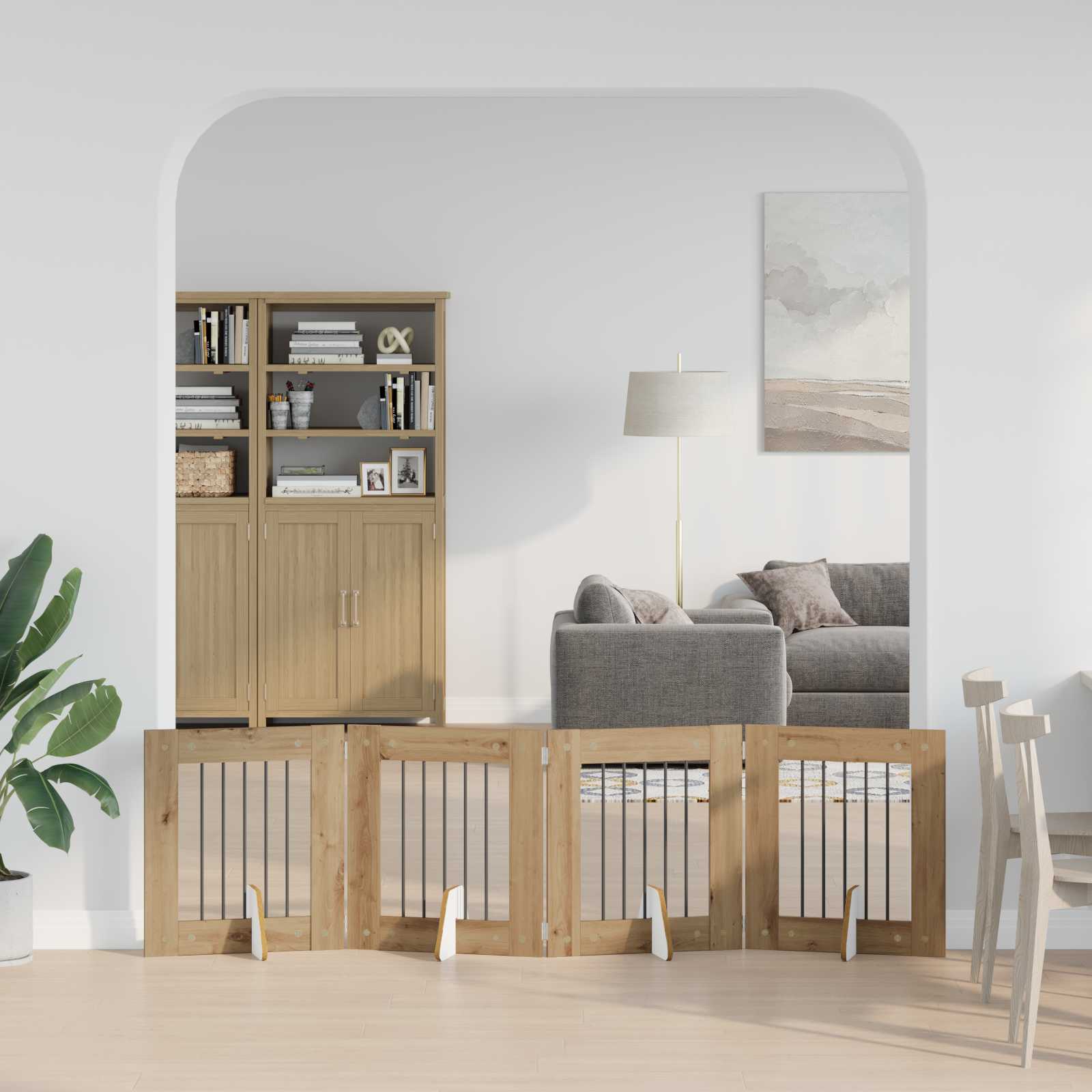 Skládací psí brána se stojany 4 pcs Dub artisan 241 cm