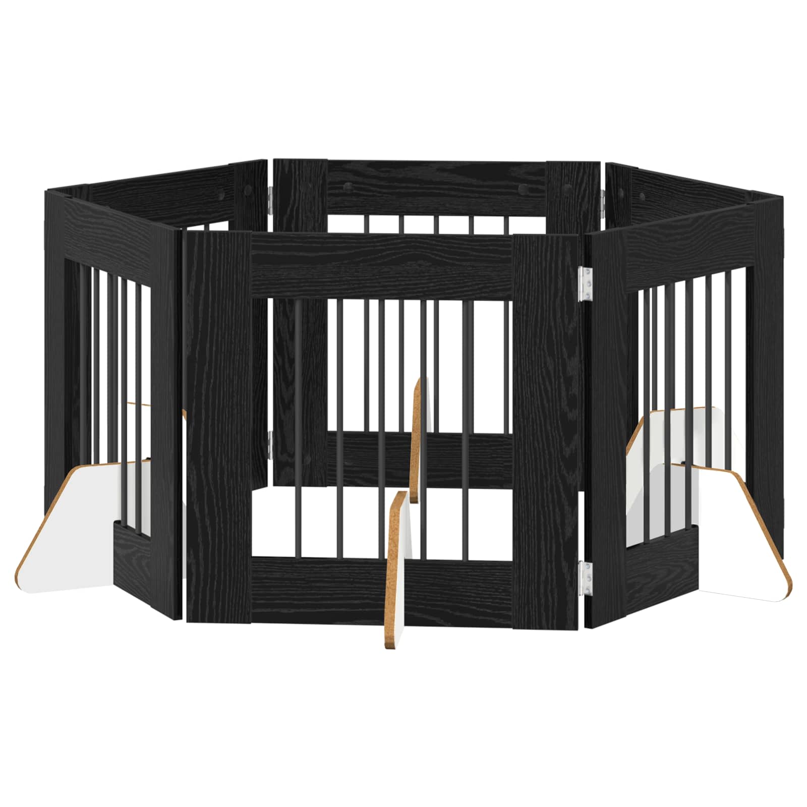 Skládací psí brána se stojany 6 pcs Černý dub 362 cm