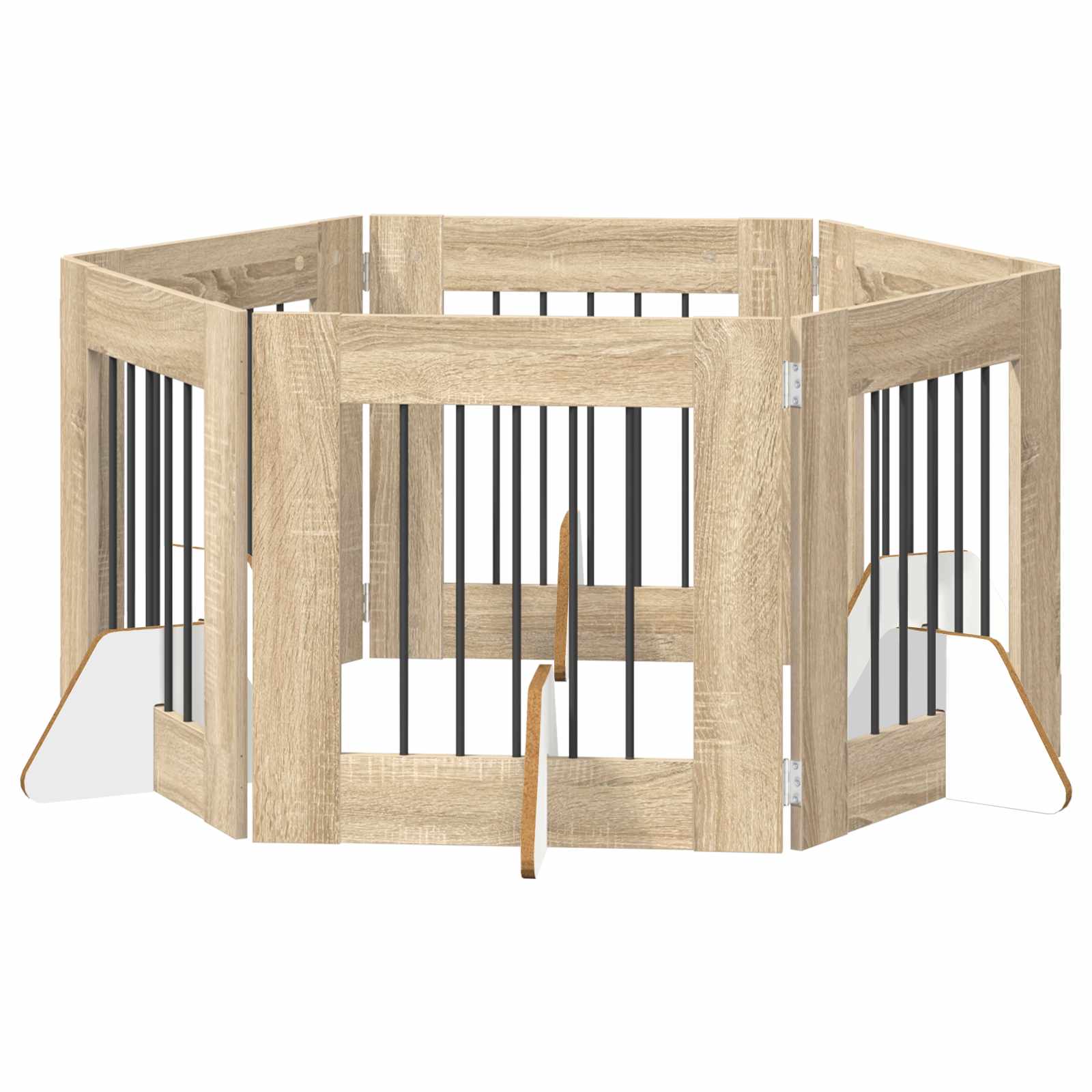 Skládací psí brána se stojany 6 pcs Dub sonoma 362 cm