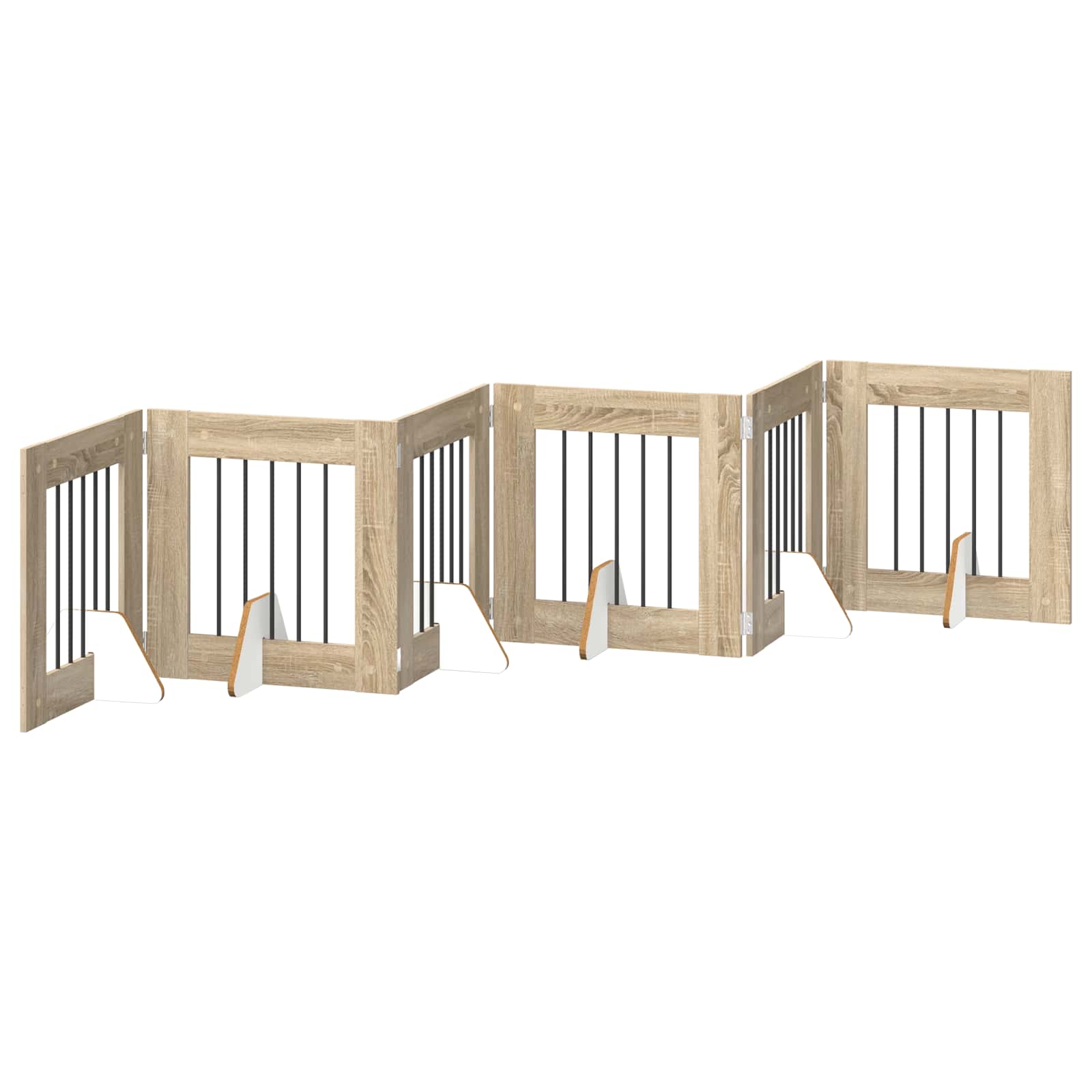 Skládací psí brána se stojany 6 pcs Dub sonoma 362 cm
