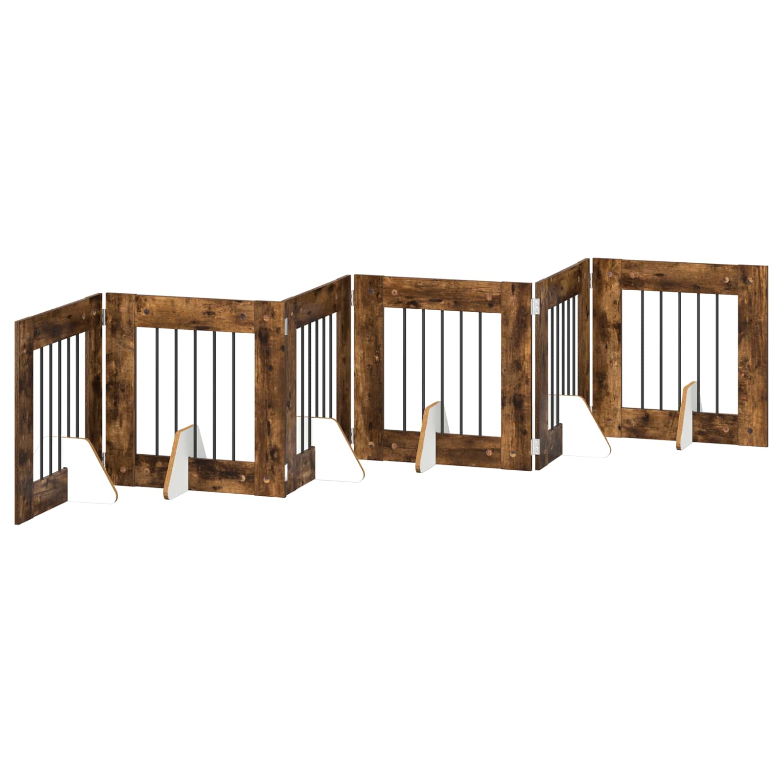 Skládací psí brána se stojany 6 pcs Kouřový dub 362 cm