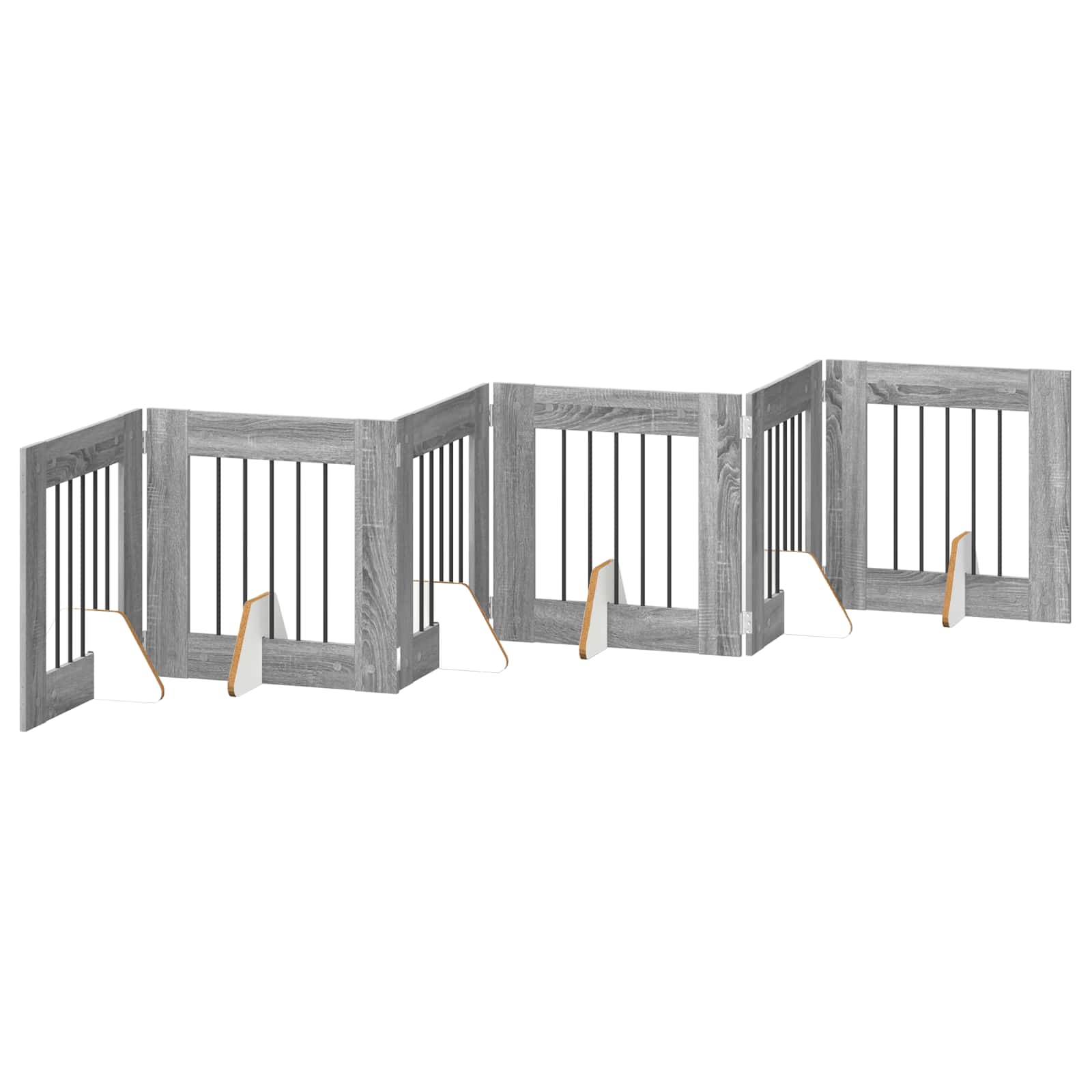 Skládací psí brána se stojany 6 pcs Šedá sonoma 362 cm