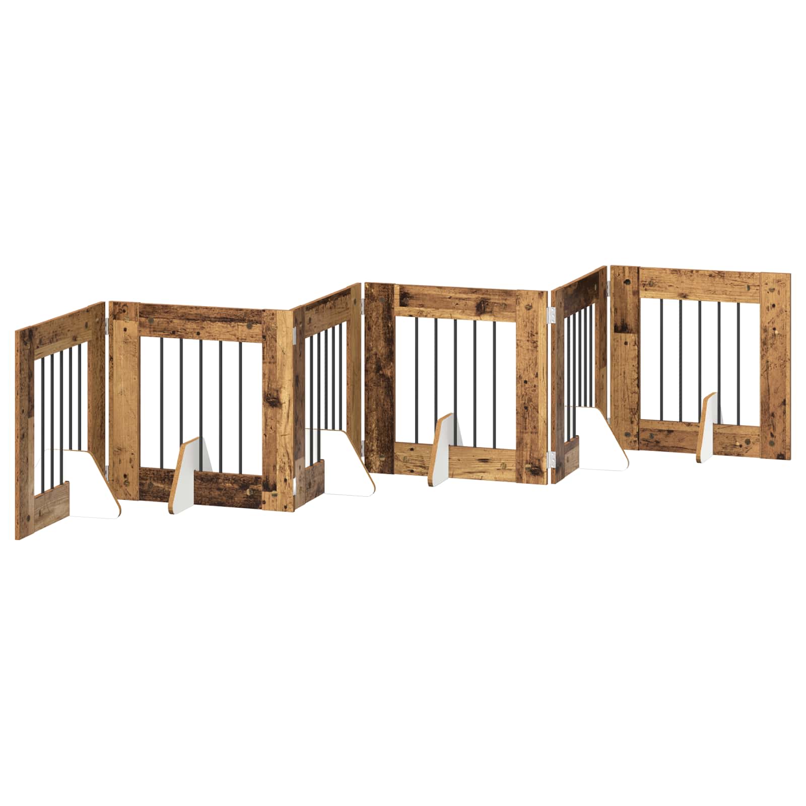 Skládací psí brána se stojany 6 pcs Staré dřevo 362 cm