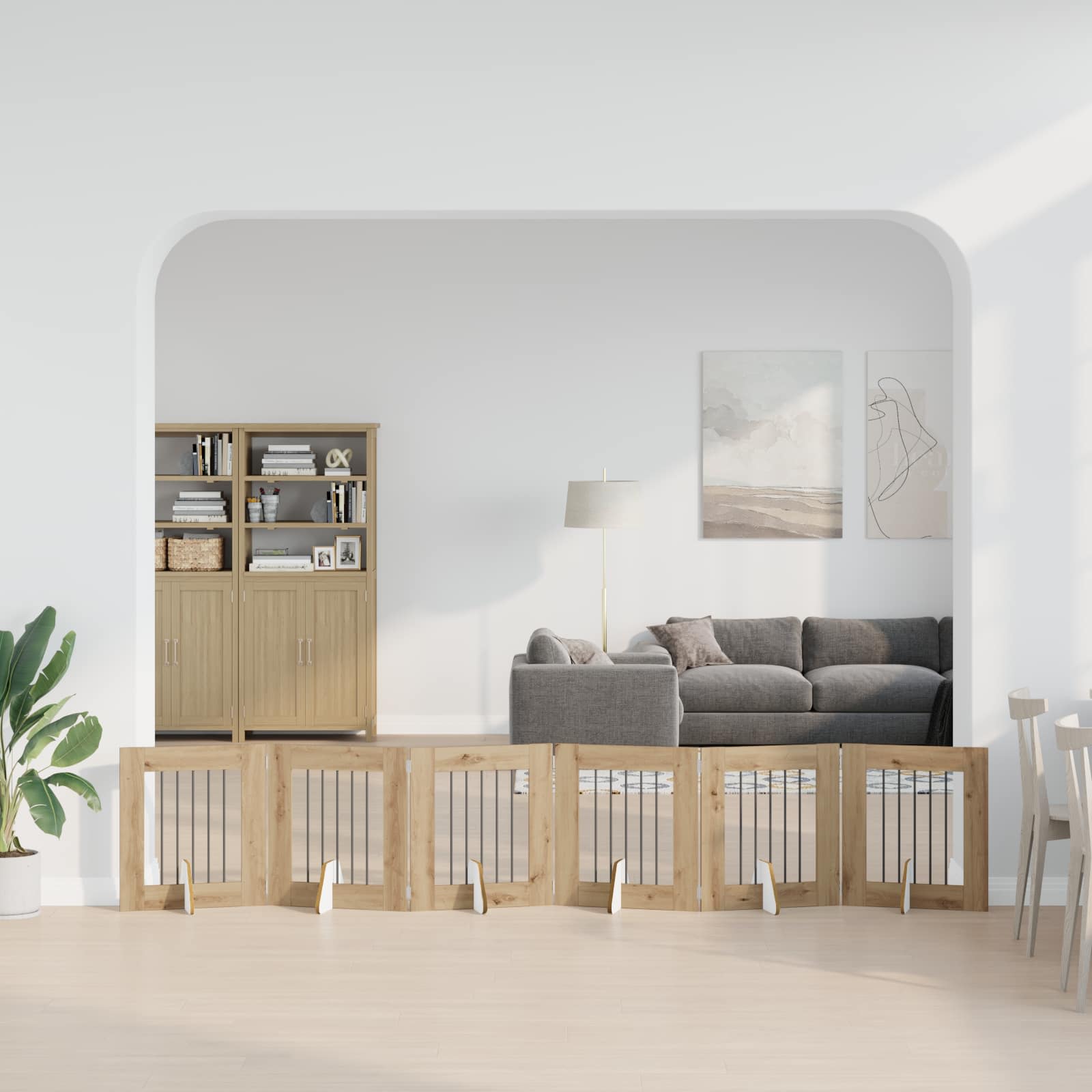 Skládací psí brána se stojany 6 pcs Dub artisan 362 cm