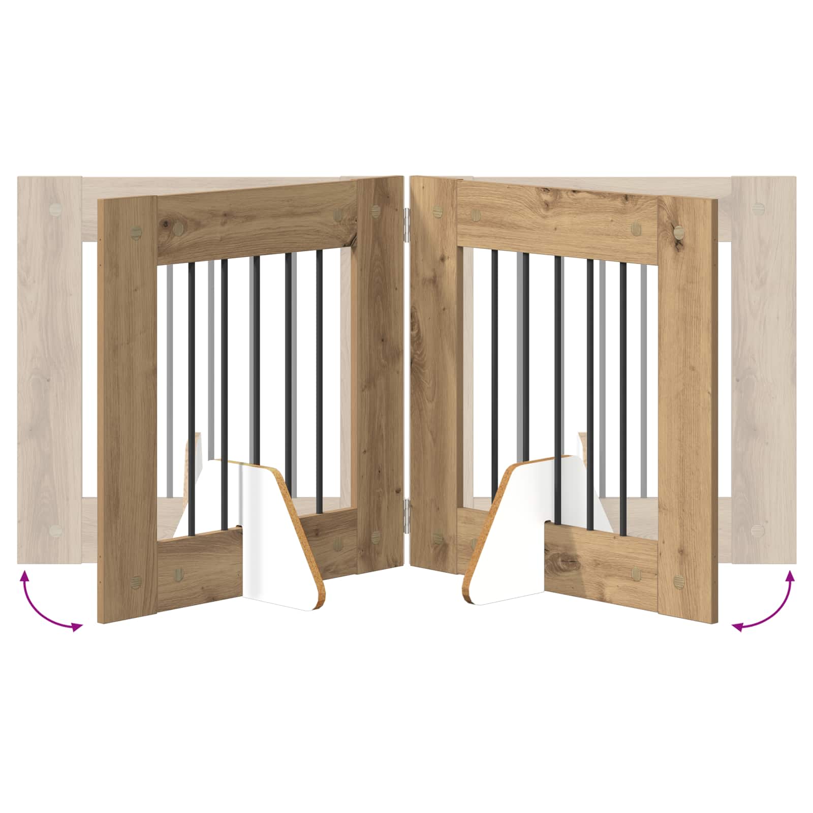 Skládací psí brána se stojany 6 pcs Dub artisan 362 cm