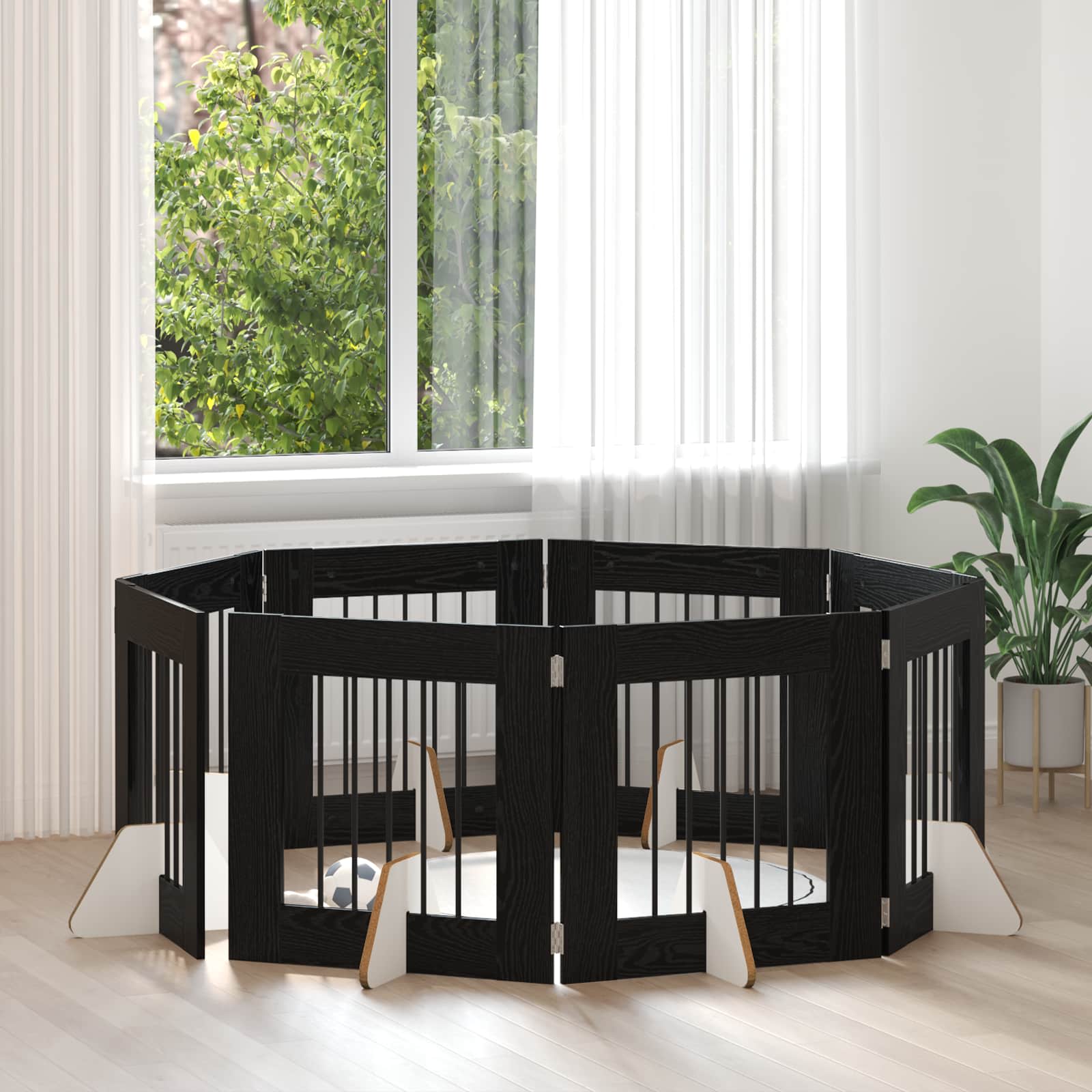 Skládací psí brána se stojany 8 pcs Černý dub 60 cm