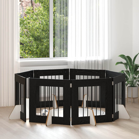 Skládací psí brána se stojany 8 pcs Černý dub 60 cm