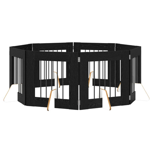 Skládací psí brána se stojany 8 pcs Černý dub 60 cm