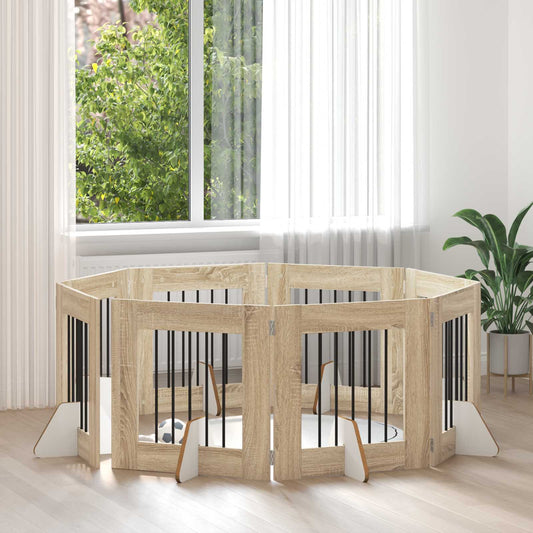 Skládací psí brána se stojany 8 pcs Dub sonoma 60 cm
