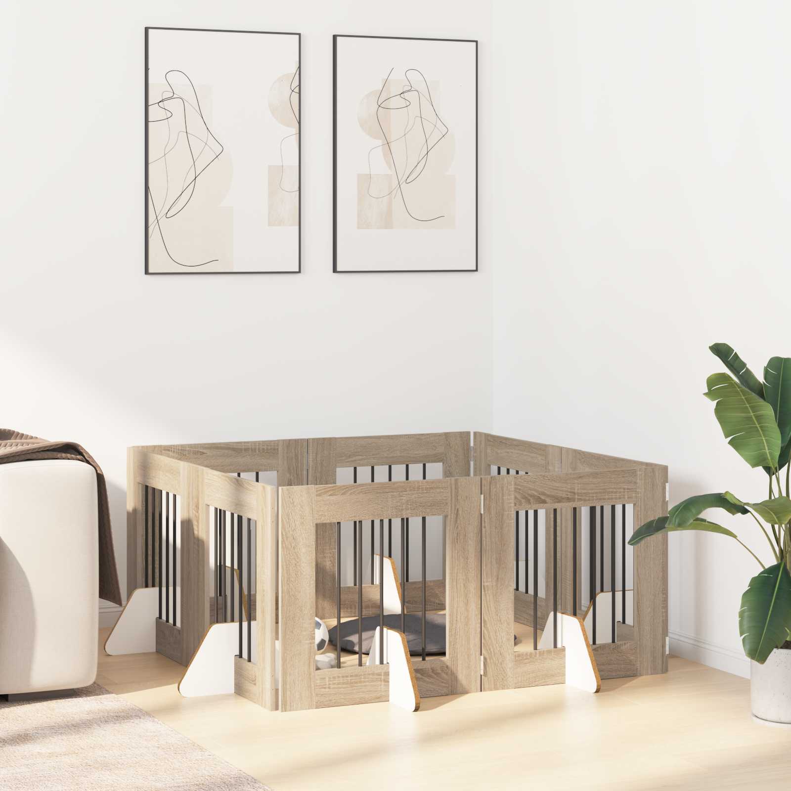 Skládací psí brána se stojany 8 pcs Dub sonoma 60 cm