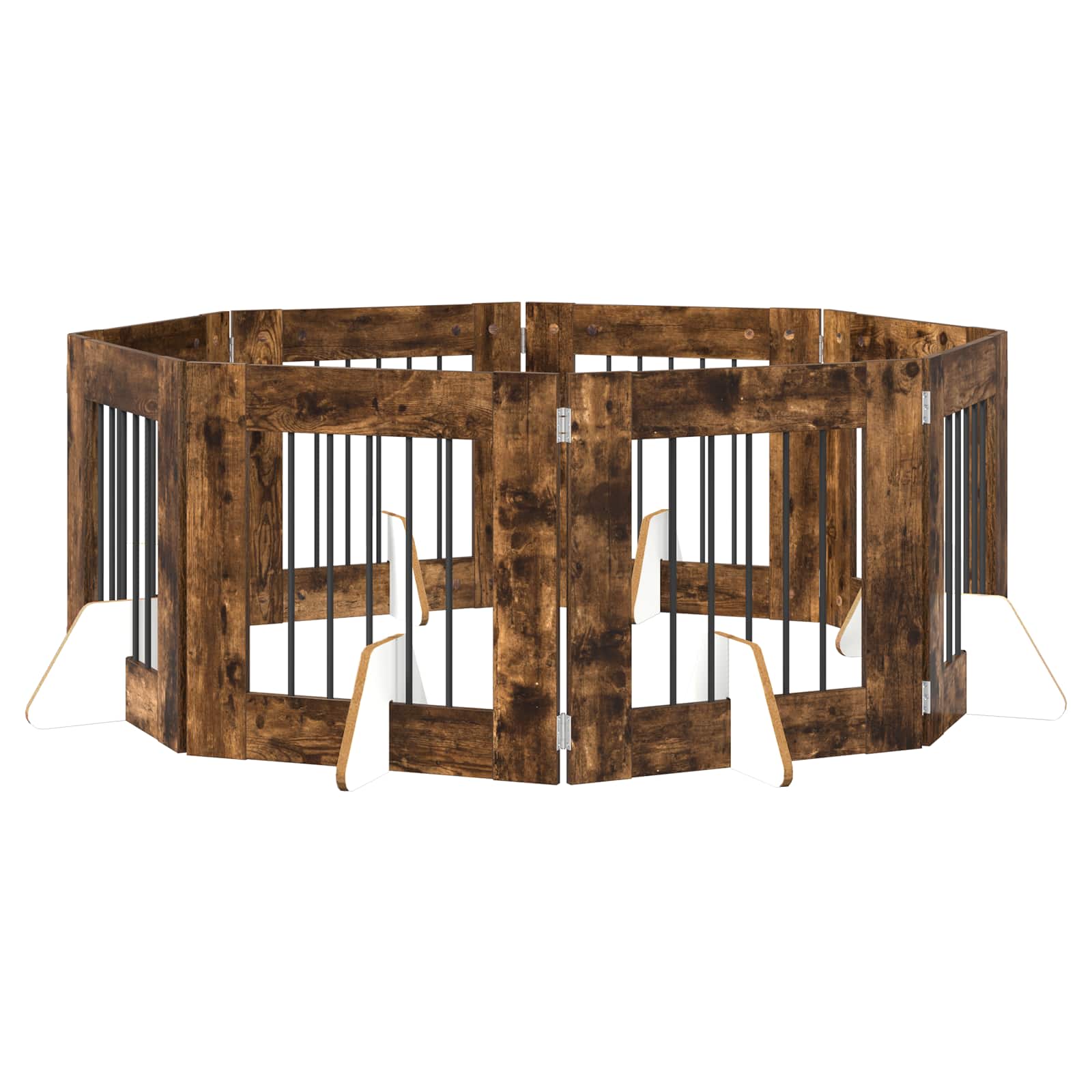 Skládací psí brána se stojany 8 pcs Kouřový dub 60 cm