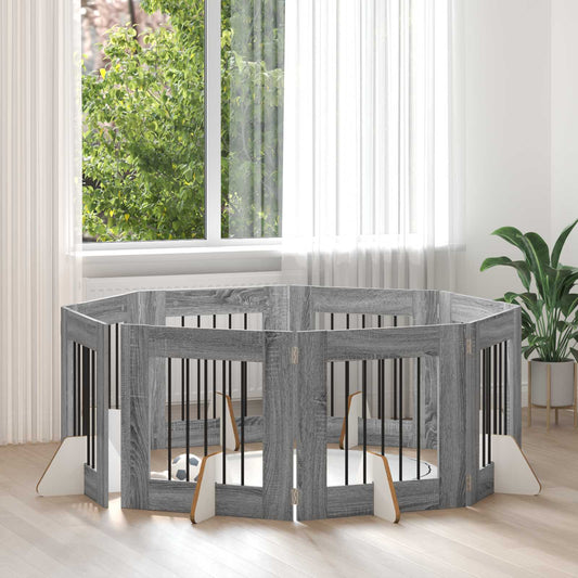 Skládací psí brána se stojany 8 pcs Šedá sonoma 60 cm
