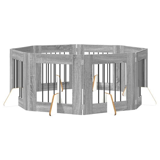 Skládací psí brána se stojany 8 pcs Šedá sonoma 60 cm