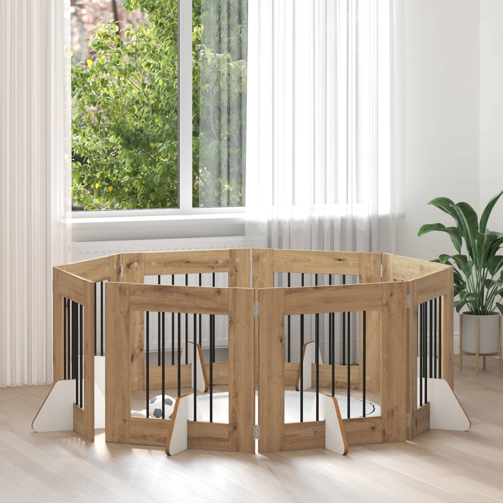 Skládací psí brána se stojany 8 pcs Dub artisan 60 cm