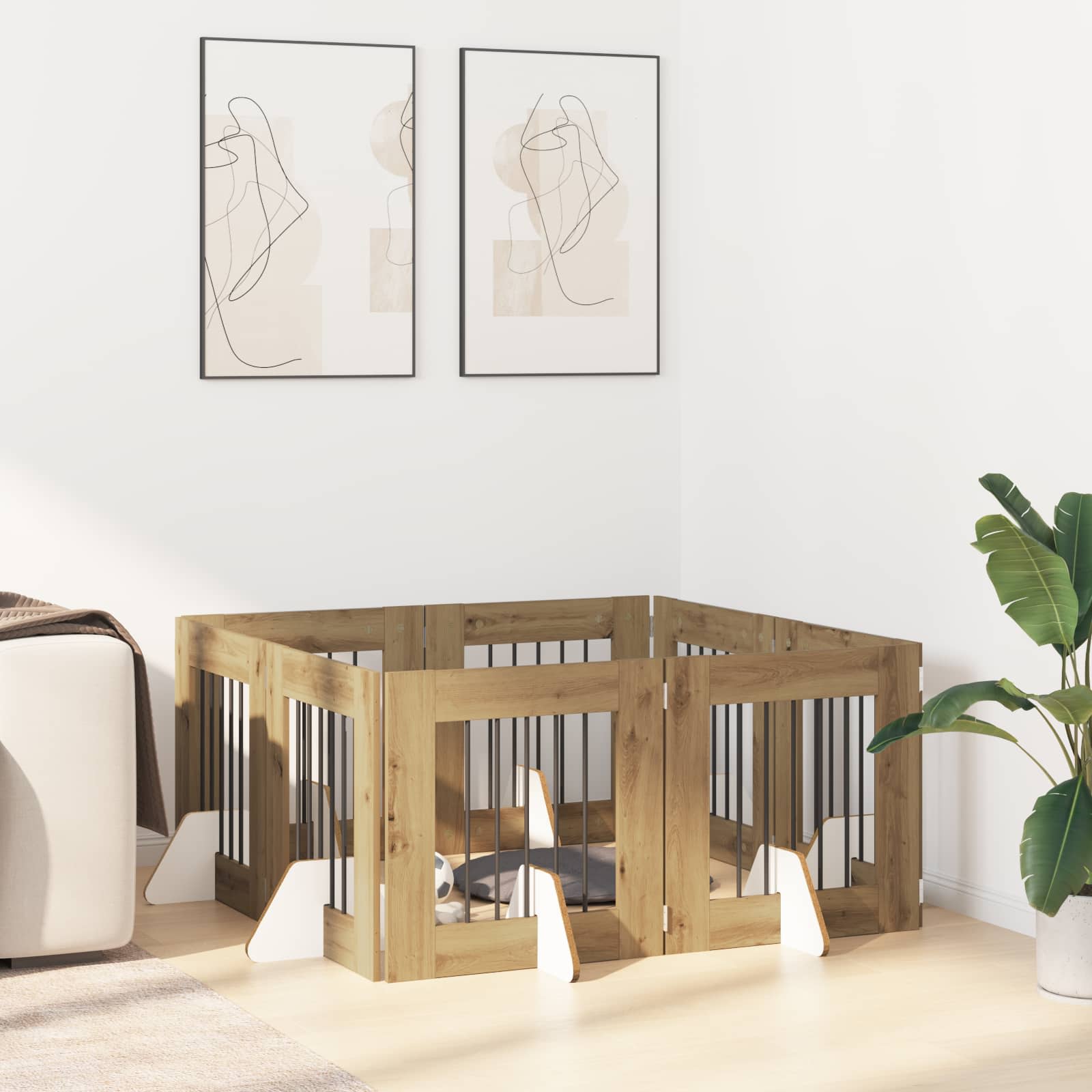 Skládací psí brána se stojany 8 pcs Dub artisan 60 cm