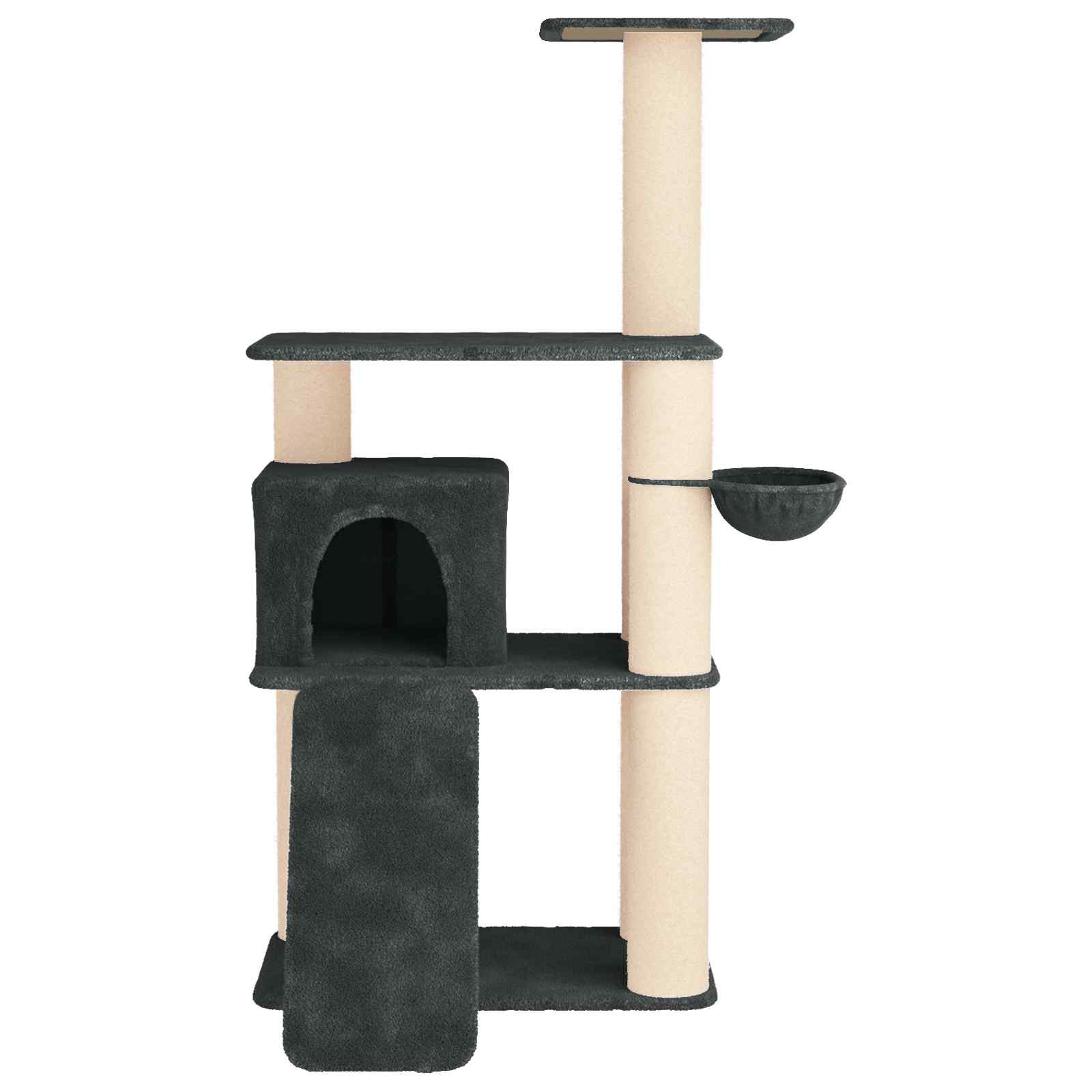Kočičí strom se škrabacími sloupky sisal Tmavě šedá 173 cm