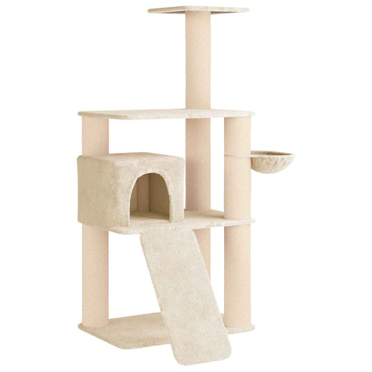 Kočičí strom se škrabacími sloupky 102 × 95 × 173 cm, krémový