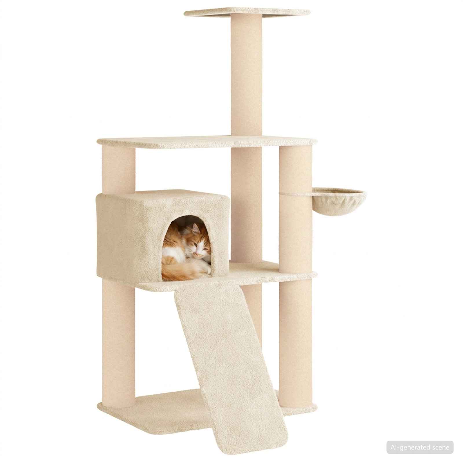 Kočičí strom se škrabacími sloupky sisal Krémová 173 cm