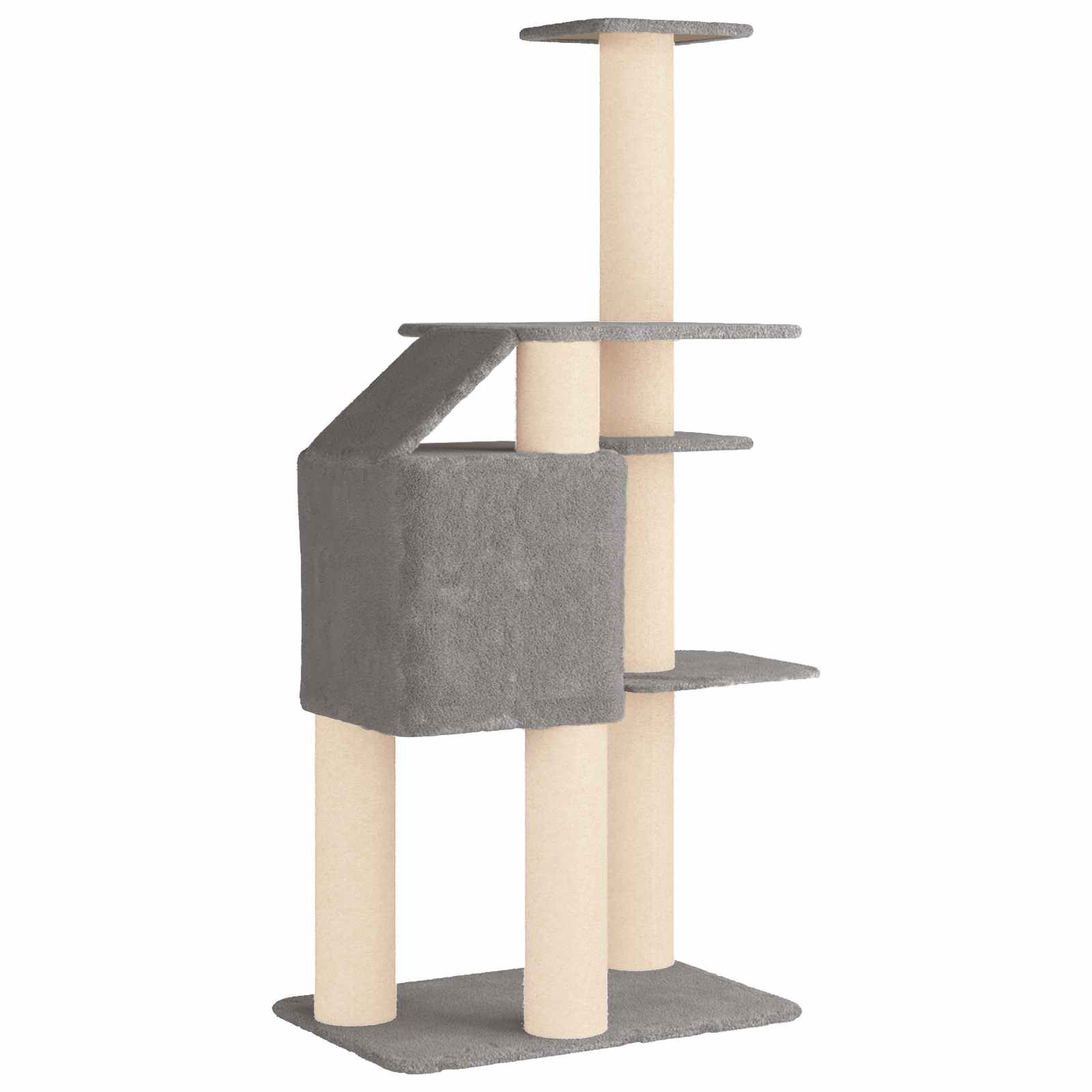 Kočičí strom se škrabacími sloupky sisal Světle šedá 183 cm