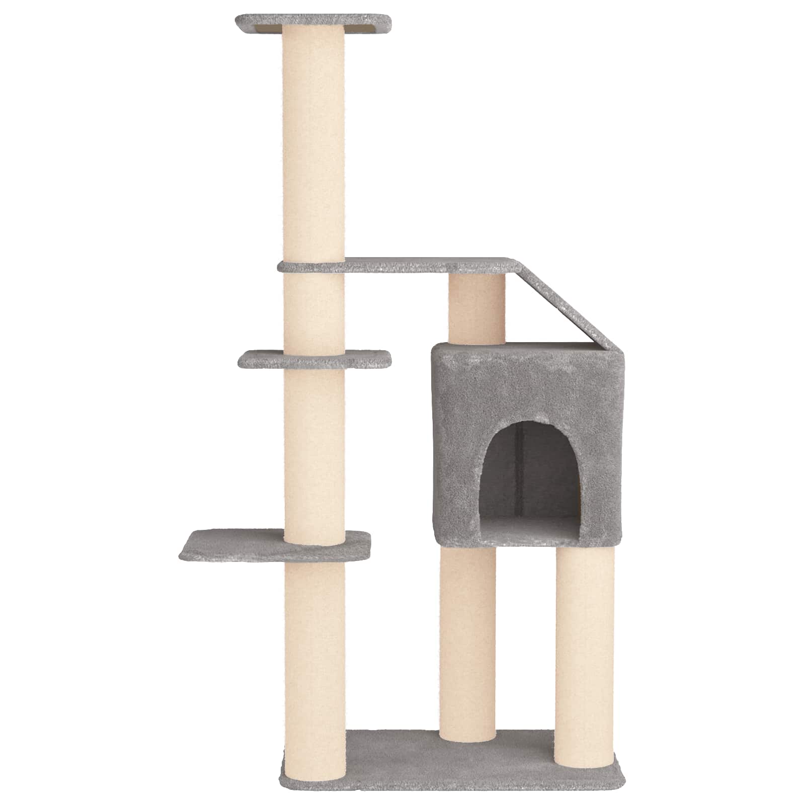 Kočičí strom se škrabacími sloupky sisal Světle šedá 183 cm