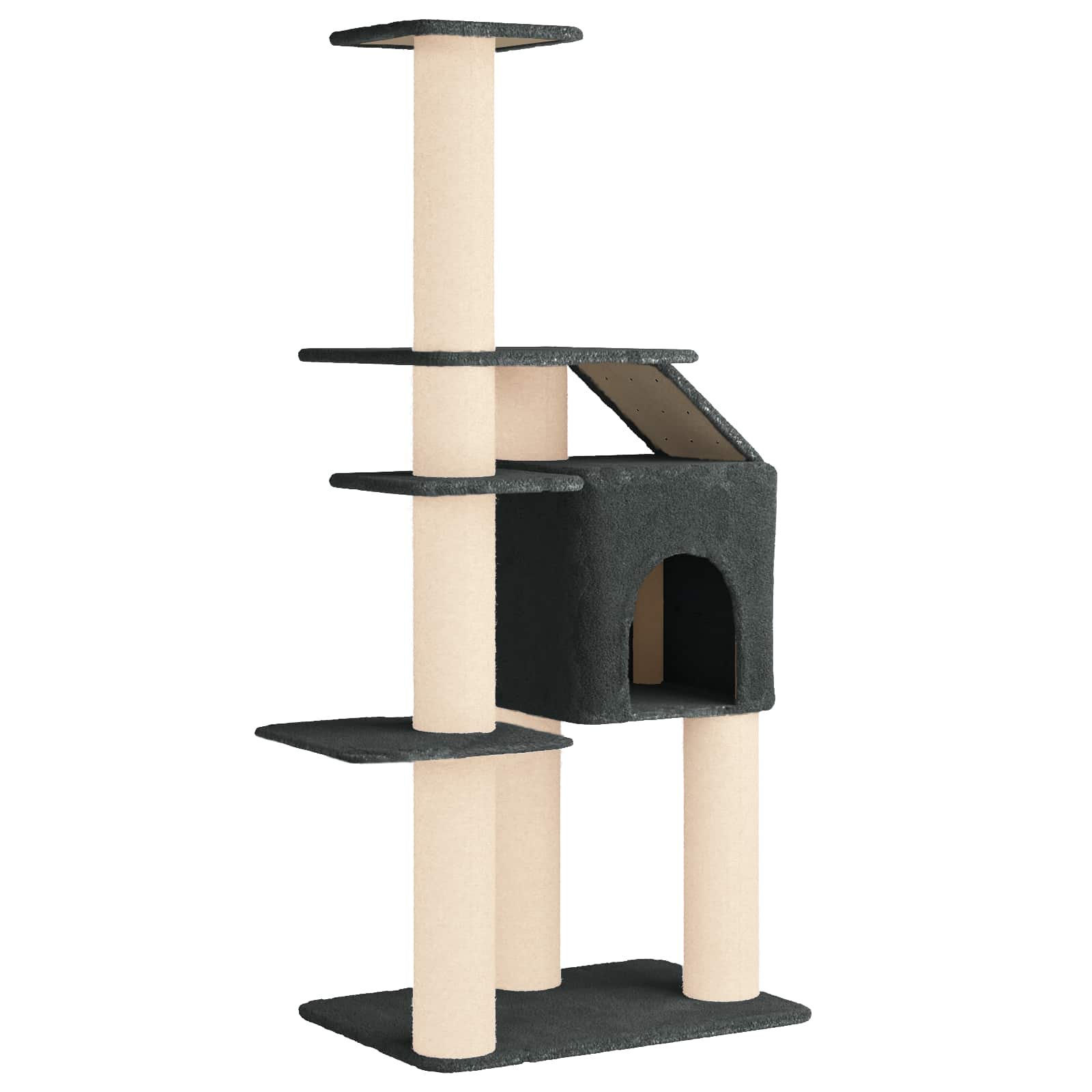 Kočičí strom se škrabacími sloupky sisal Tmavě šedá 183 cm