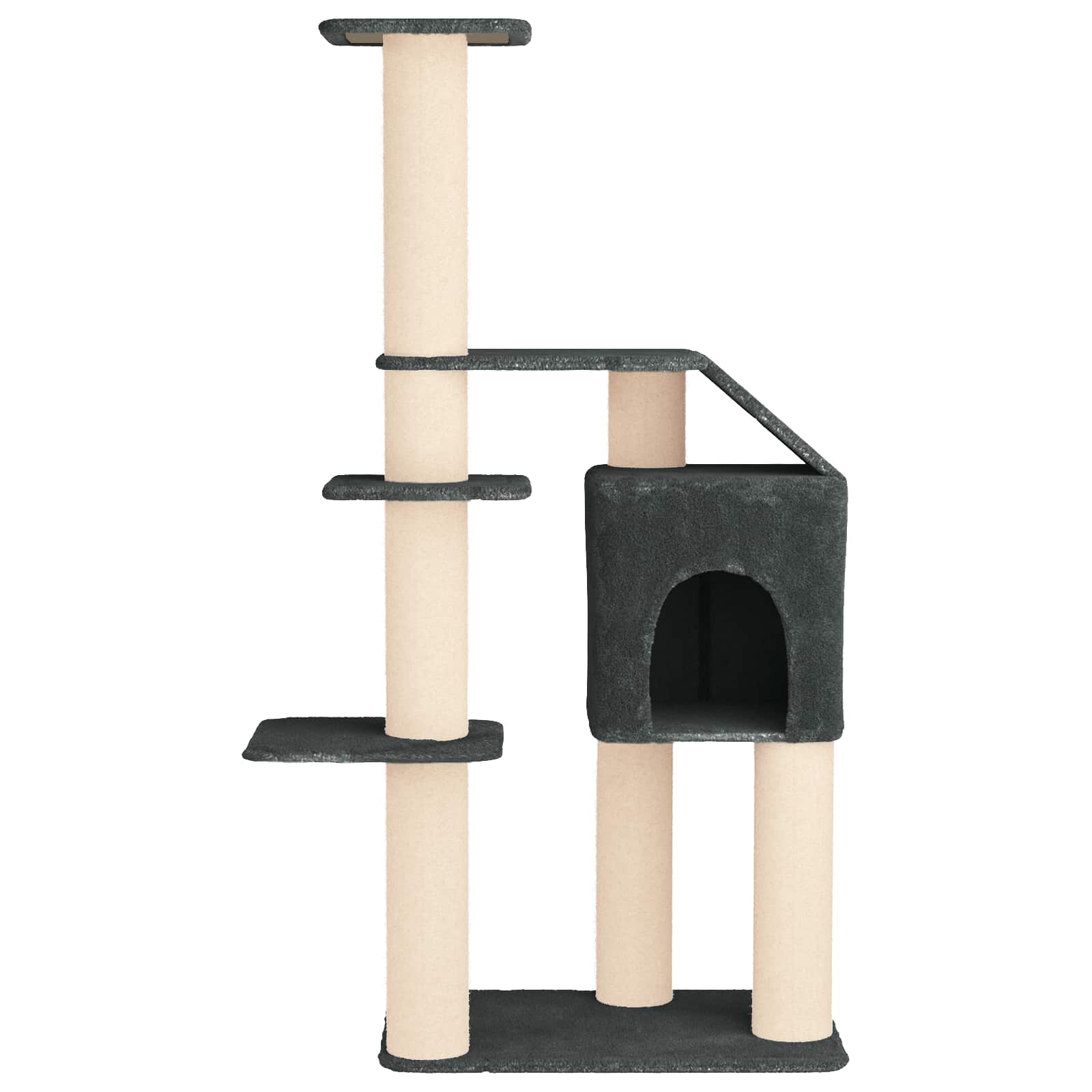 Kočičí strom se škrabacími sloupky sisal Tmavě šedá 183 cm