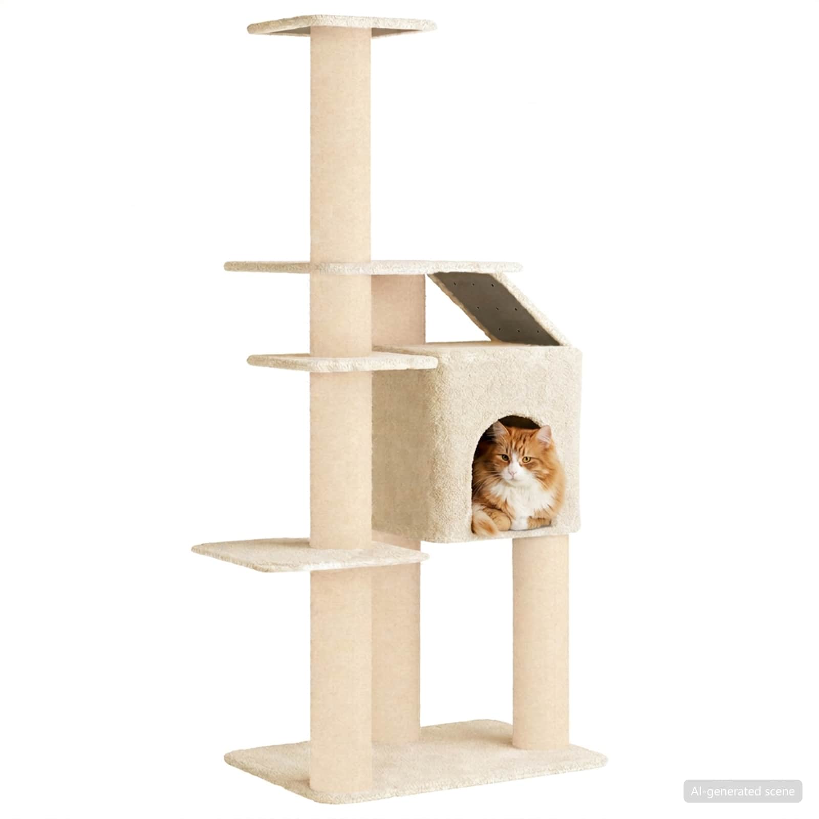 Kočičí strom se škrabacími sloupky sisal Krémová 183 cm