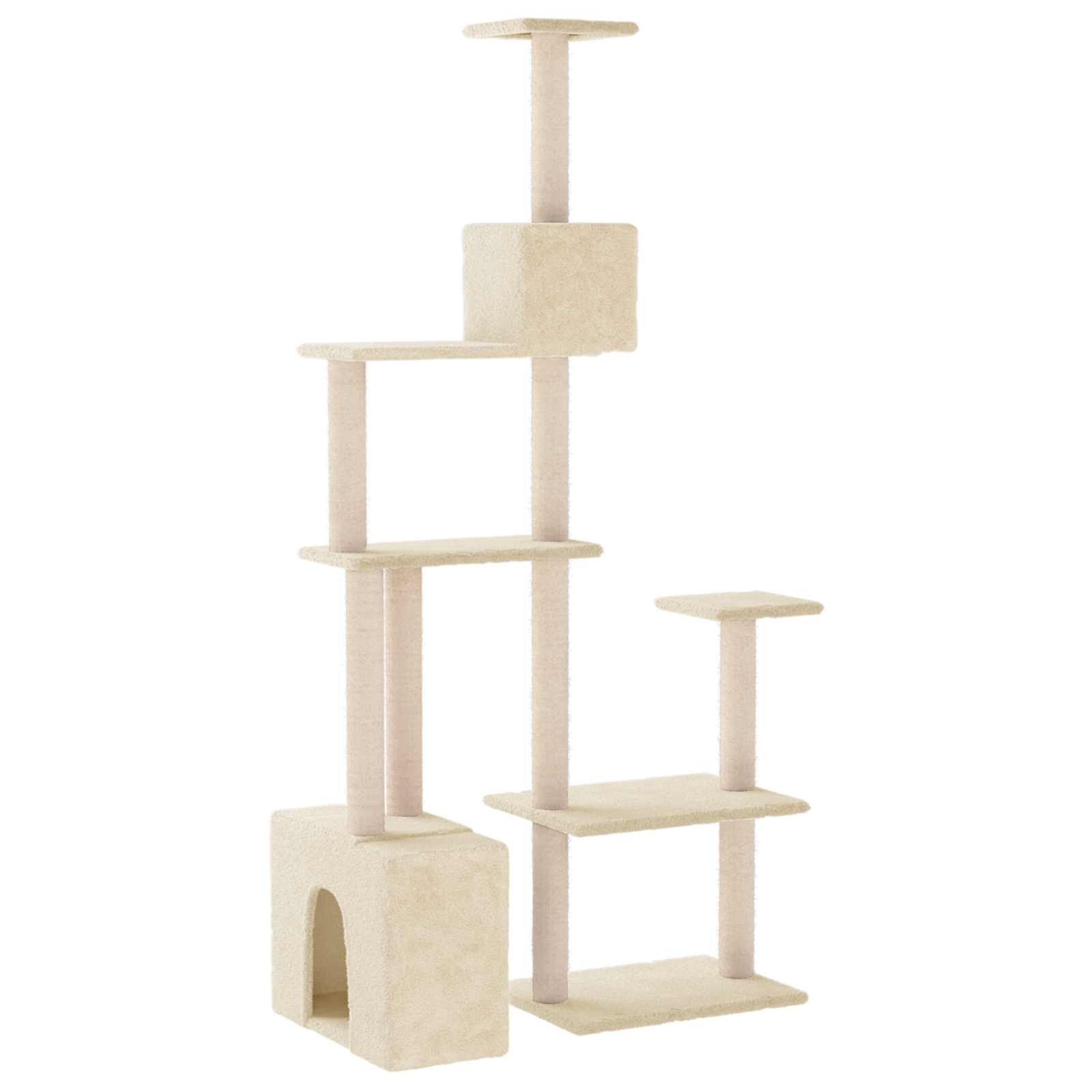 Kočičí strom se škrabacími sloupky sisal Krémová 177,5 cm