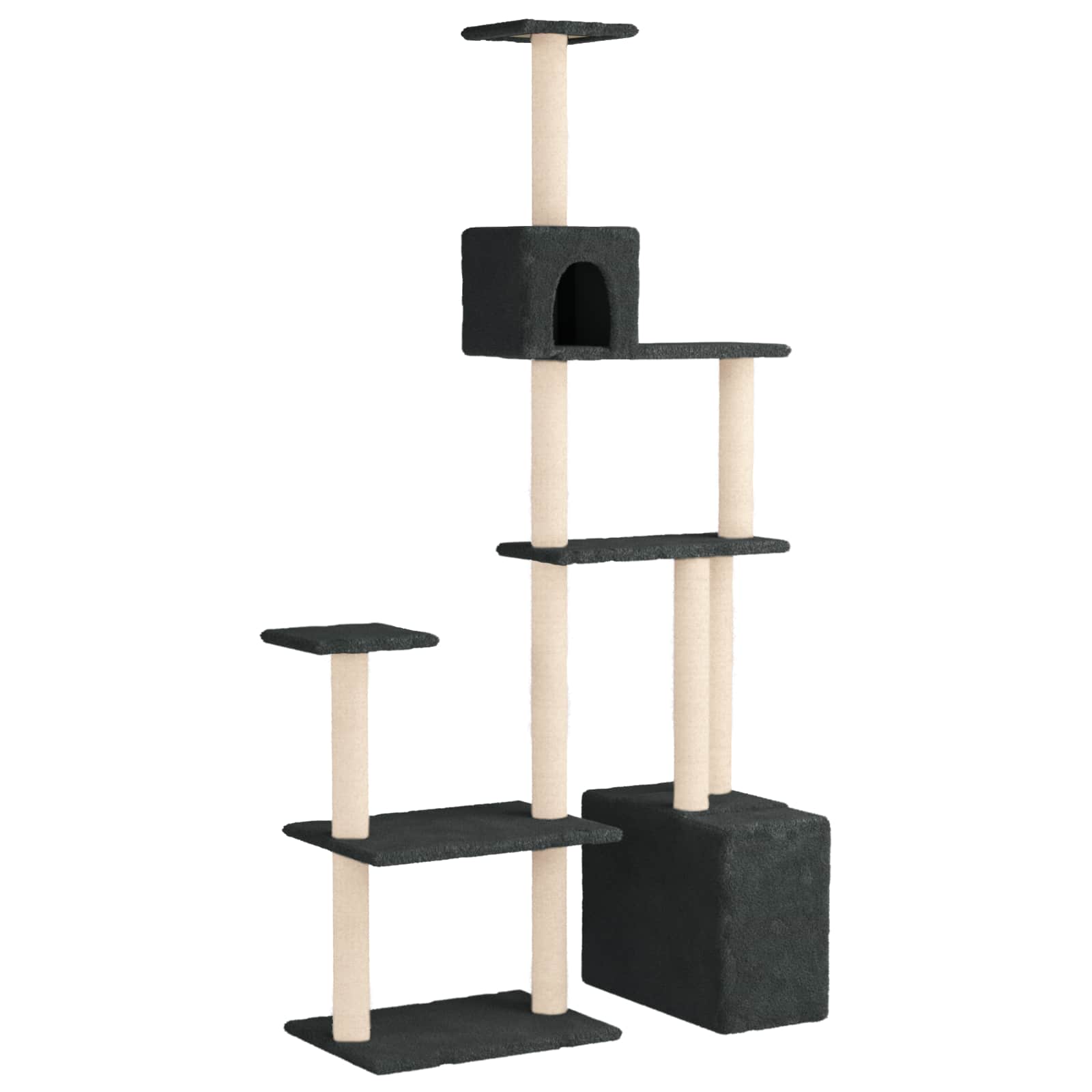 Kočičí strom se škrabacími sloupky sisal Tmavě šedá 177,5 cm